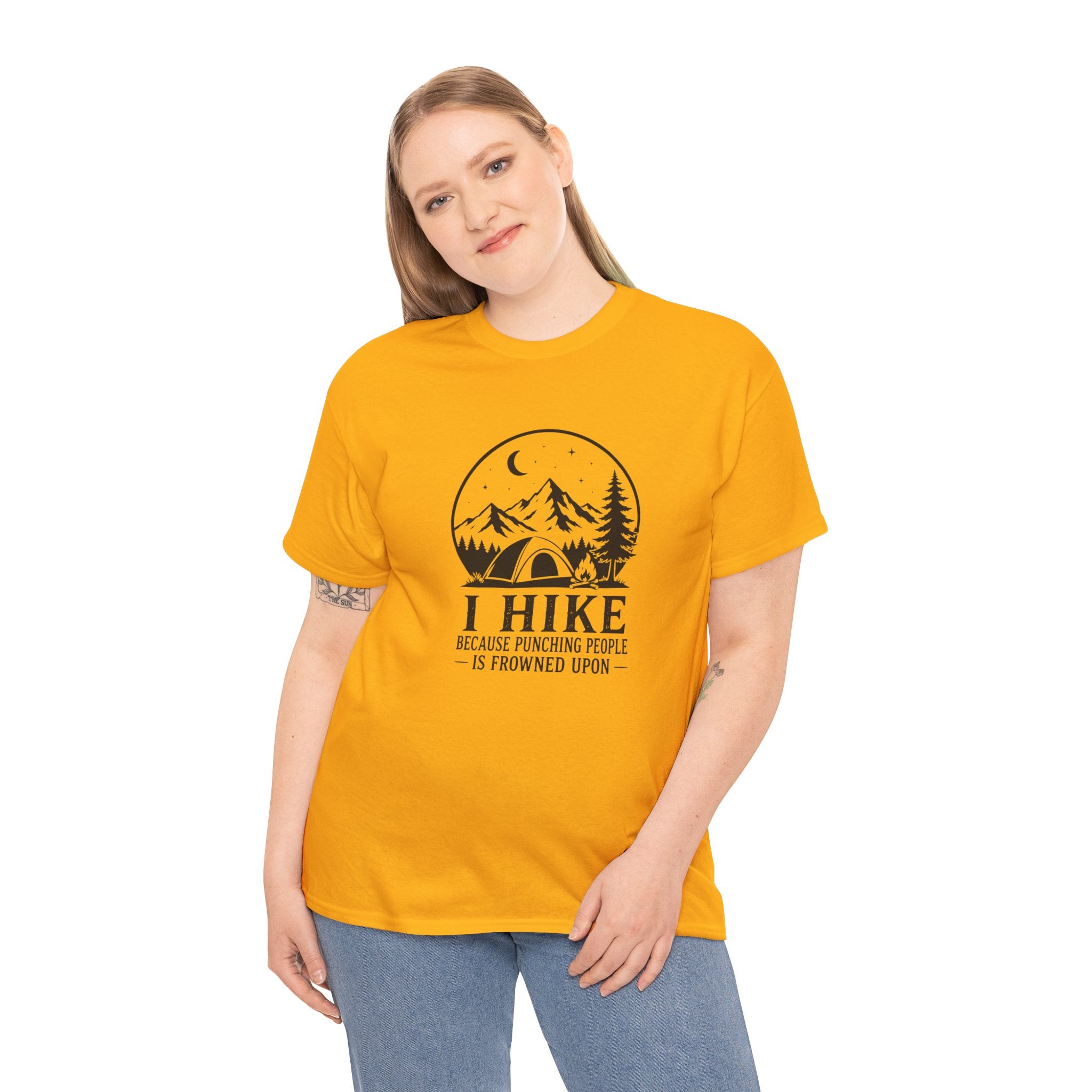 Hiking Graphic T-Shirt — "I Hike Because Punching People Is Frowned Upon" Outdoor Camping Tee