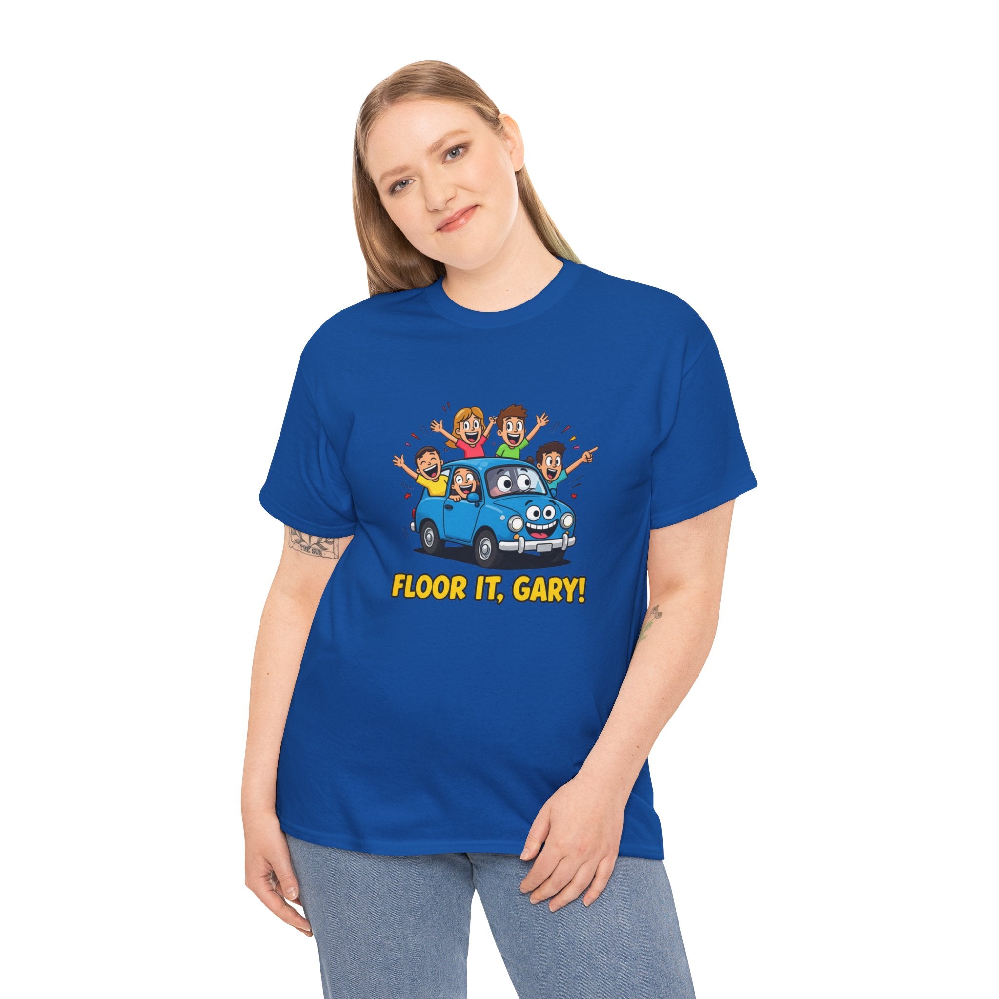 Floor It Gary T-Shirt – Funny Family Car Road Trip Cartoon | Personalised Name Driving Humour Graphic Tee