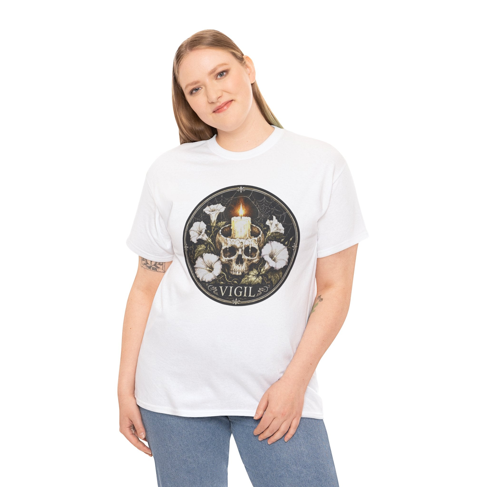 Vigil T-Shirt | Skull Candle Gothic Occult Tee