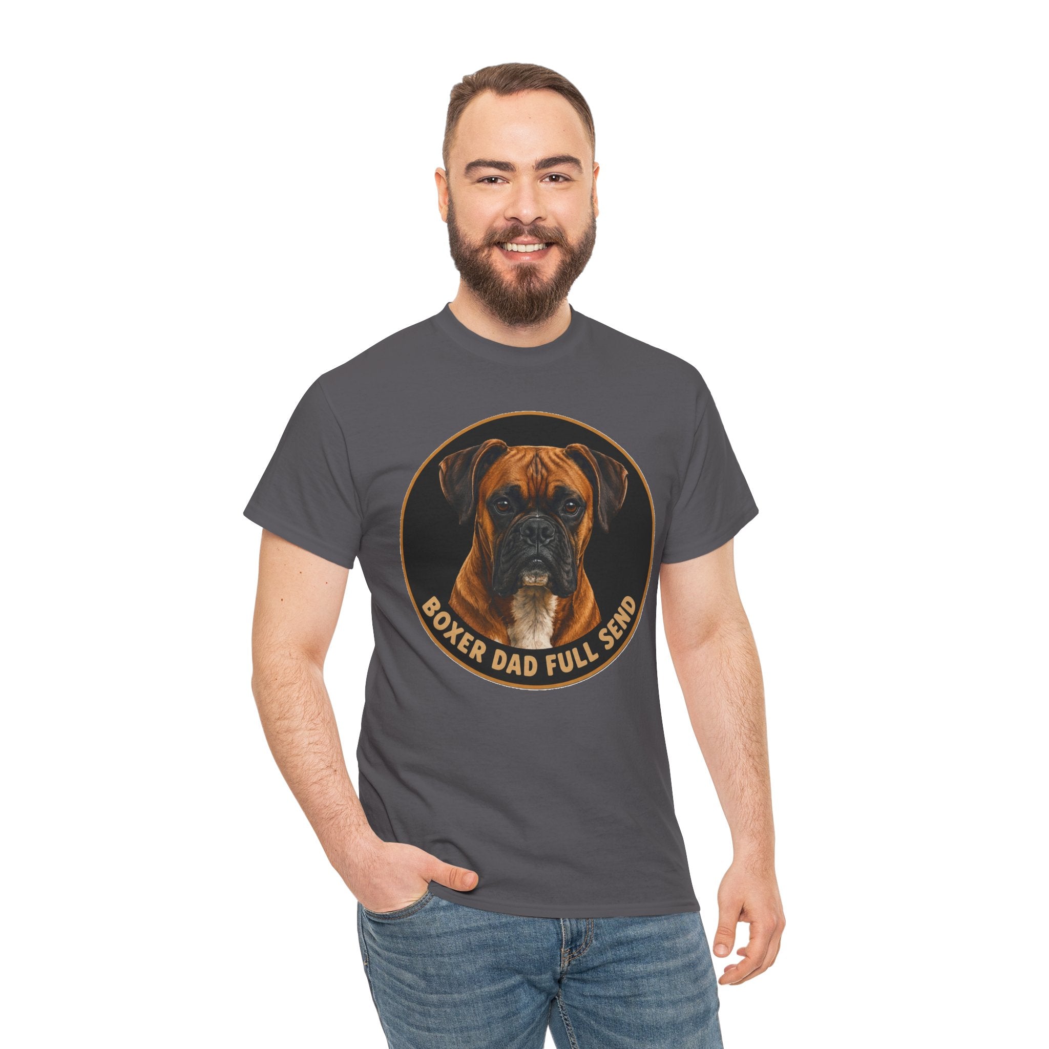 Boxer Dog Portrait Tee — "Boxer Bad Full Stop" Graphic T-Shirt