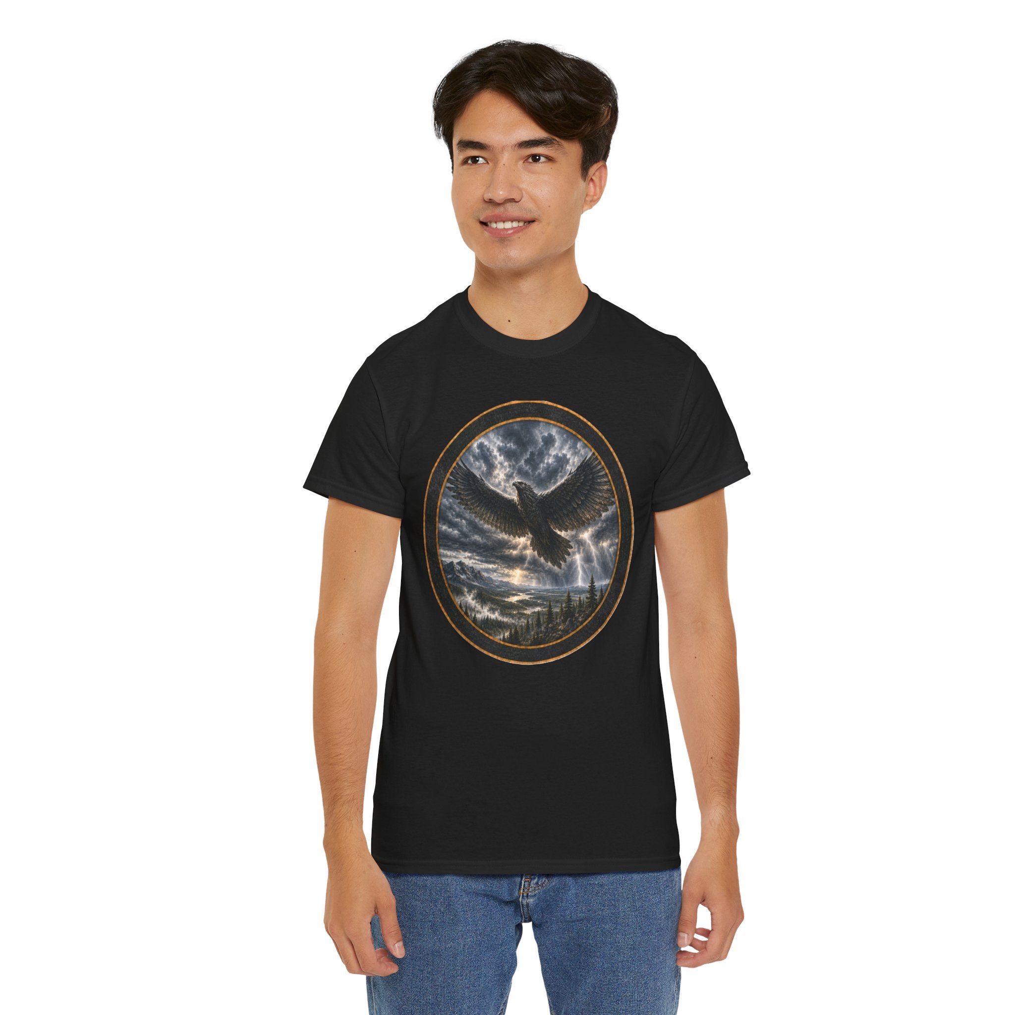 The Thunderbird Circle Tee — Gothic Nature Graphic T-Shirt