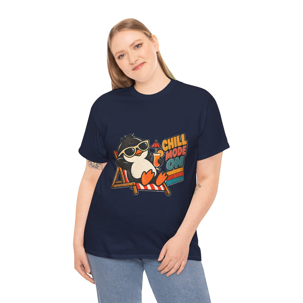 Chill Mode On Penguin T-Shirt – Funny Relaxing Penguin Deckchair Tee