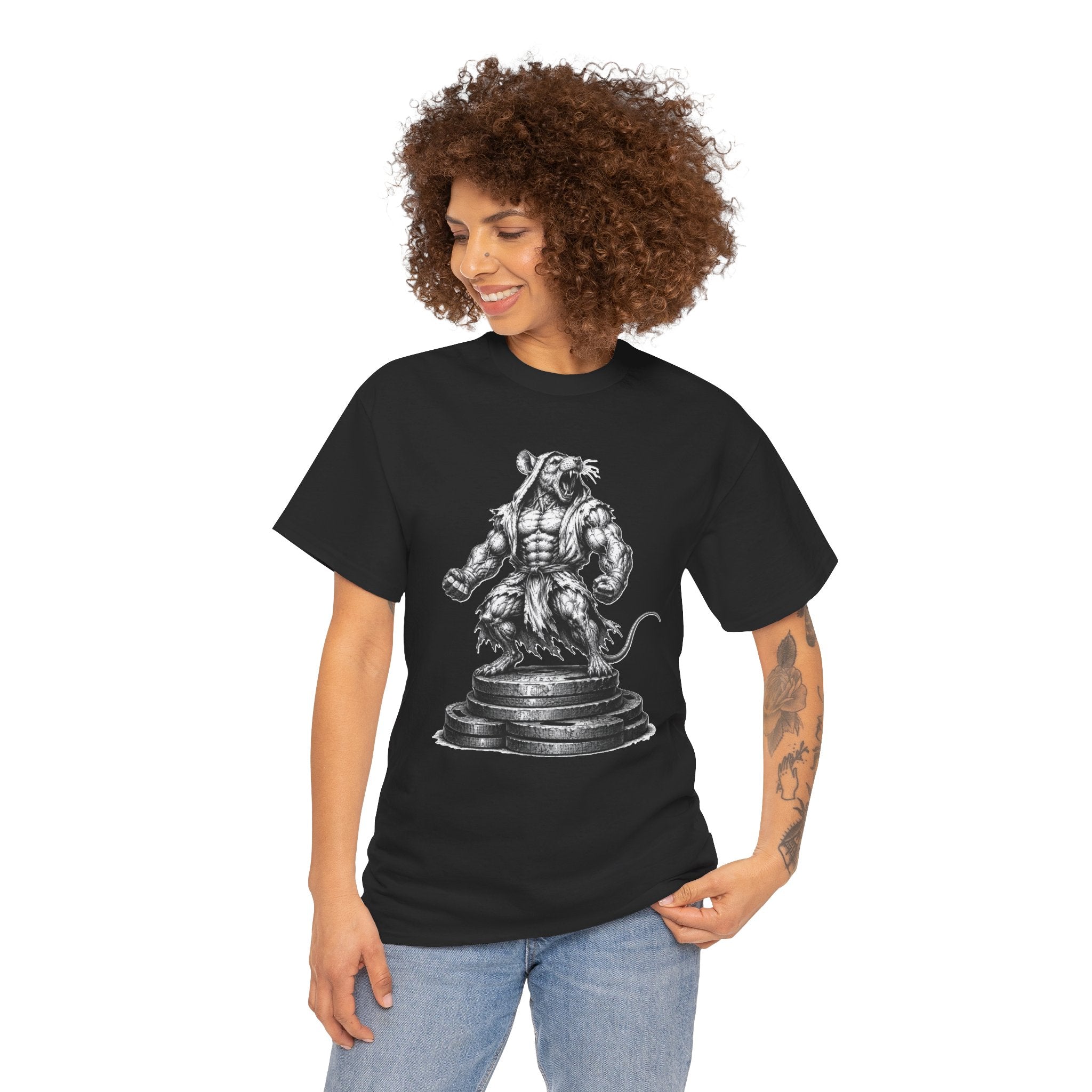 Gym Rat T-Shirt | Roaring Bodybuilder Rat Illustration Tee