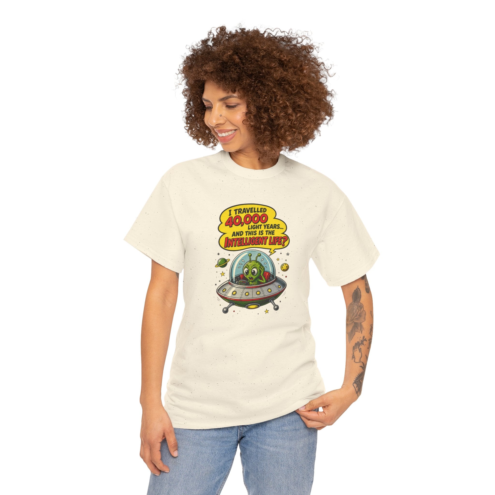 Alien UFO T-Shirt — "I Travelled 10,000 Light Years and This is the Alien’s Life" Graphic Tee