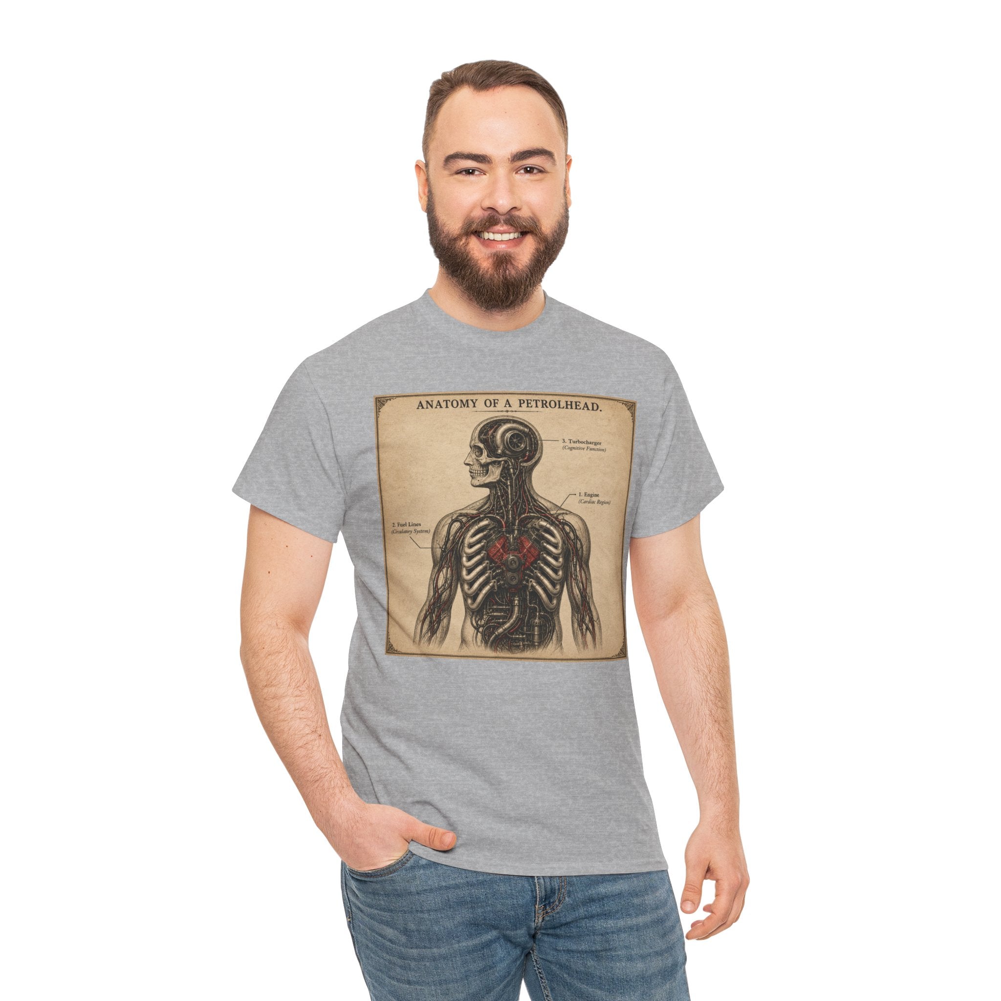 Anatomy of a Petrolhead T-Shirt | Funny Car Lover Diagram Graphic Tee | Vintage Engine Anatomy Mechanic Shirt | Gearhead Humour Art