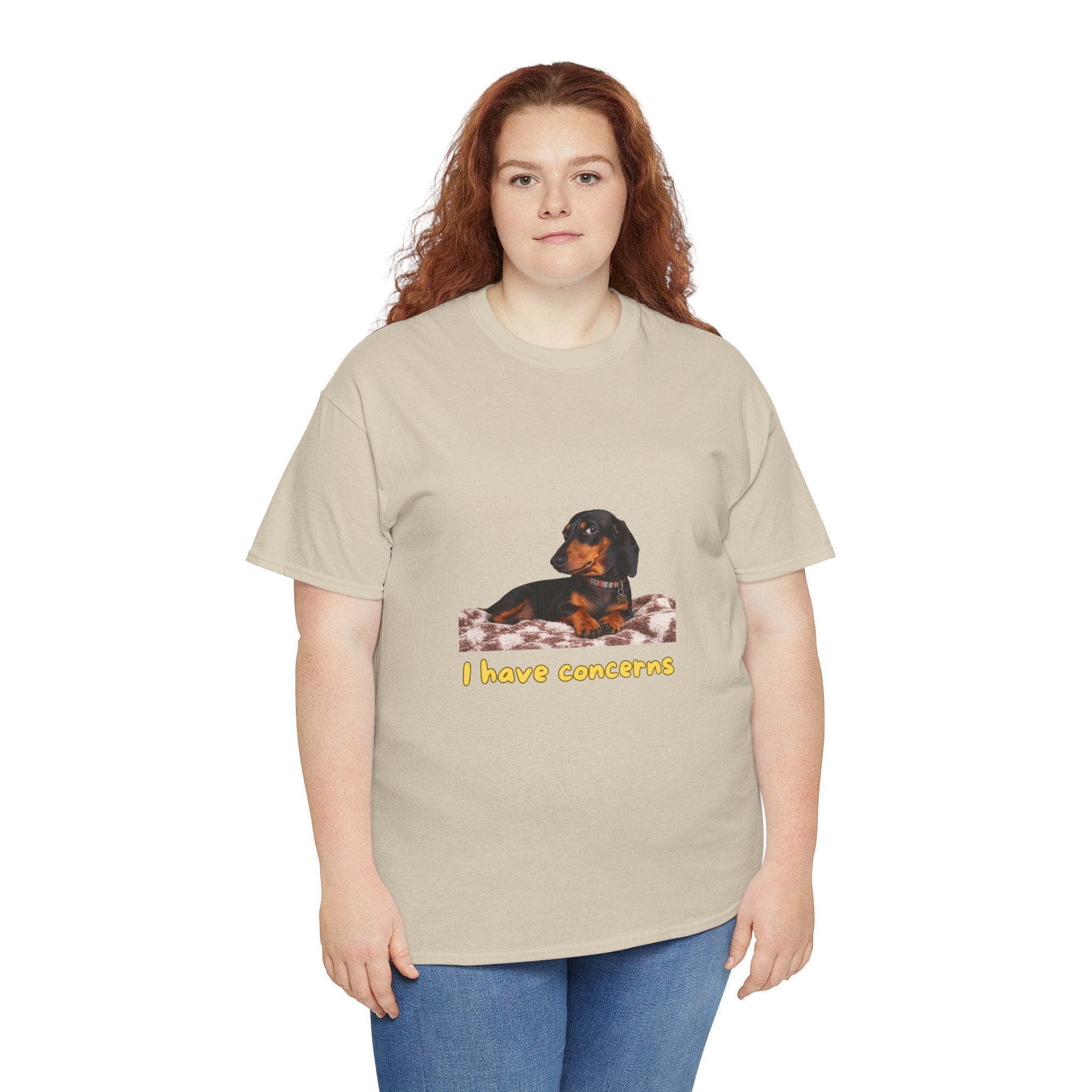 I Have Concerns T-Shirt – Funny Dachshund Side Eye Dog | Sausage Dog Wiener Dog Attitude Graphic Tee