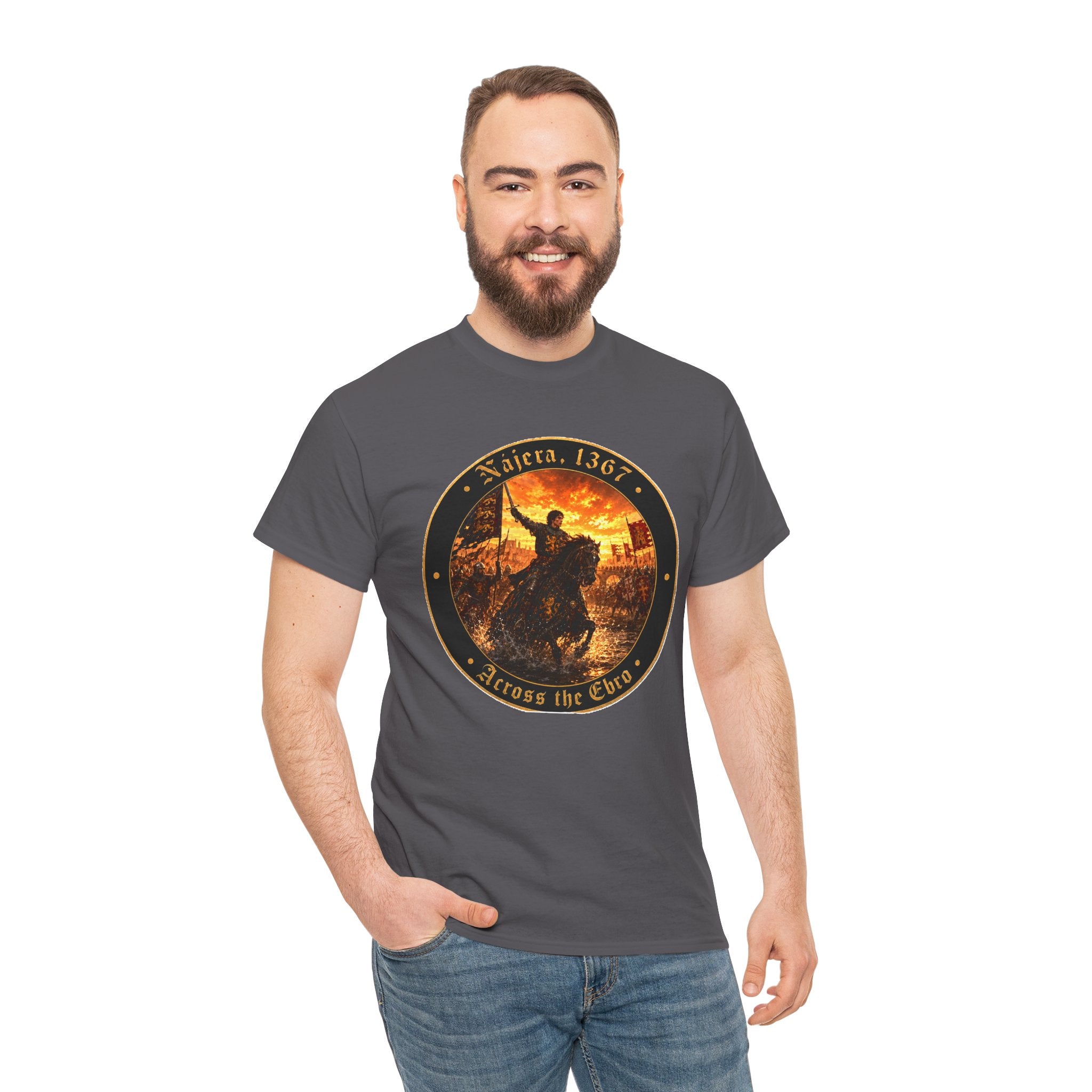 Nájera 1367 T-Shirt — "Across the Ebro" Medieval Battle Roundel Graphic Tee