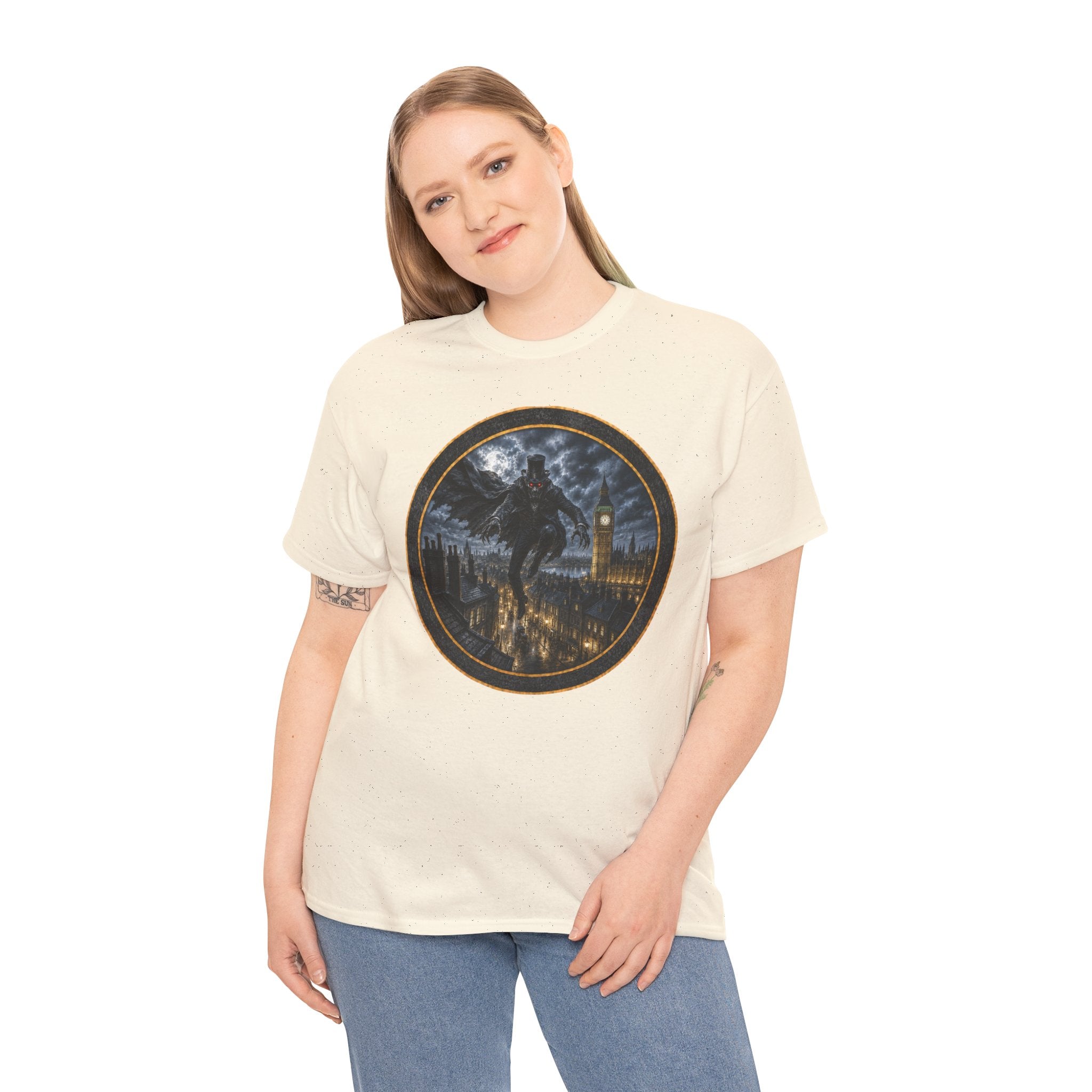 Spring-Heeled Jack T‑Shirt — Gothic Big Ben Skyline Design