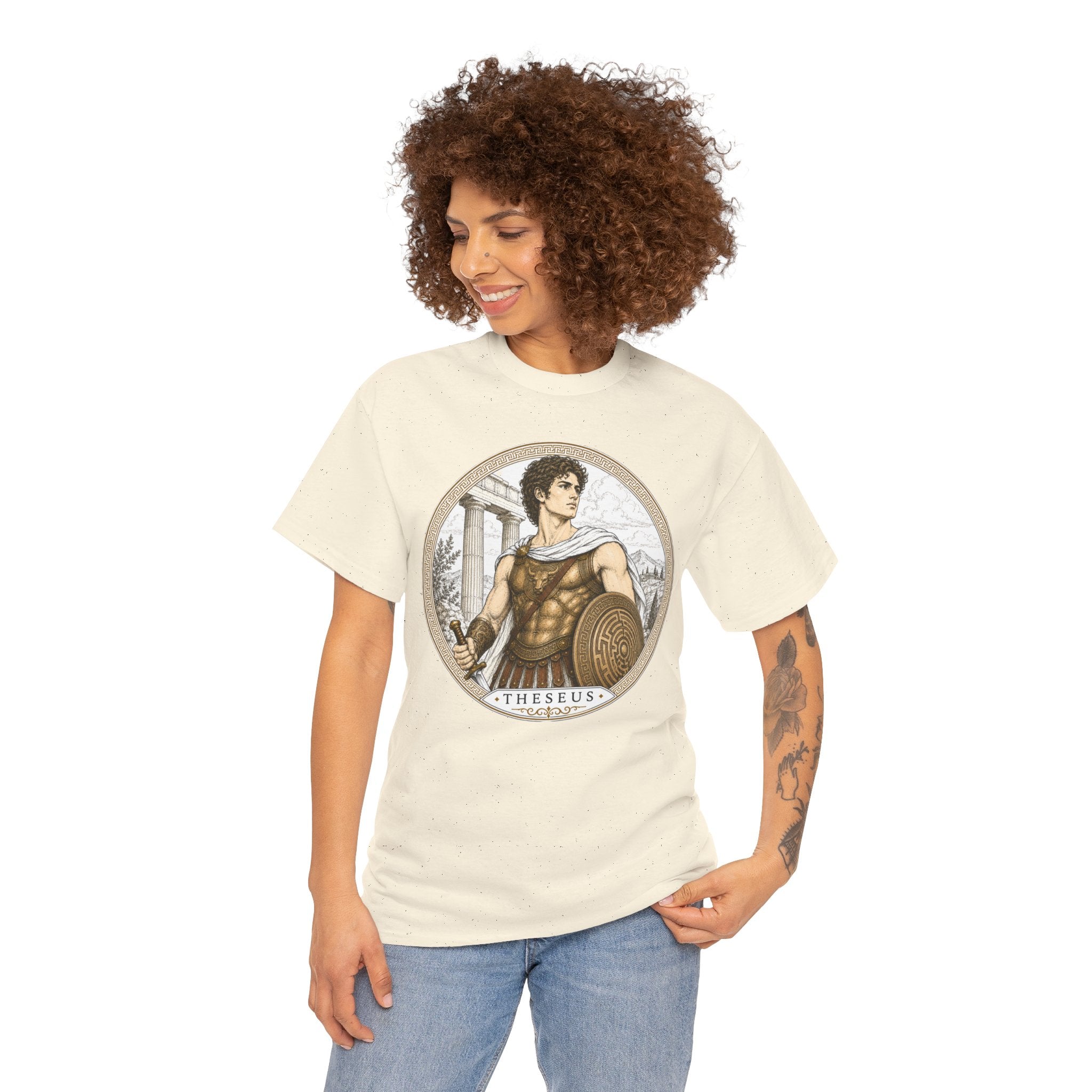 Theseus Greek Mythology T-Shirt — Ancient Hero Labyrinth Shield Minotaur Slayer