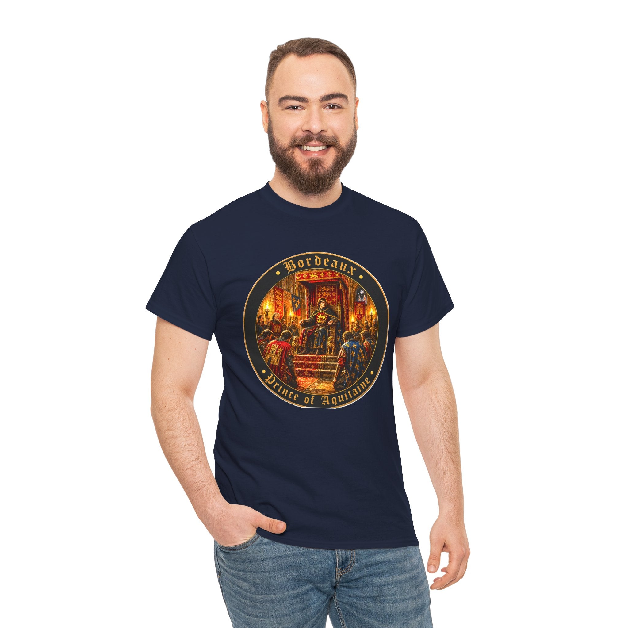 Bordeaux T-Shirt — "Prince of Aquitaine" Medieval Court Roundel Graphic Tee