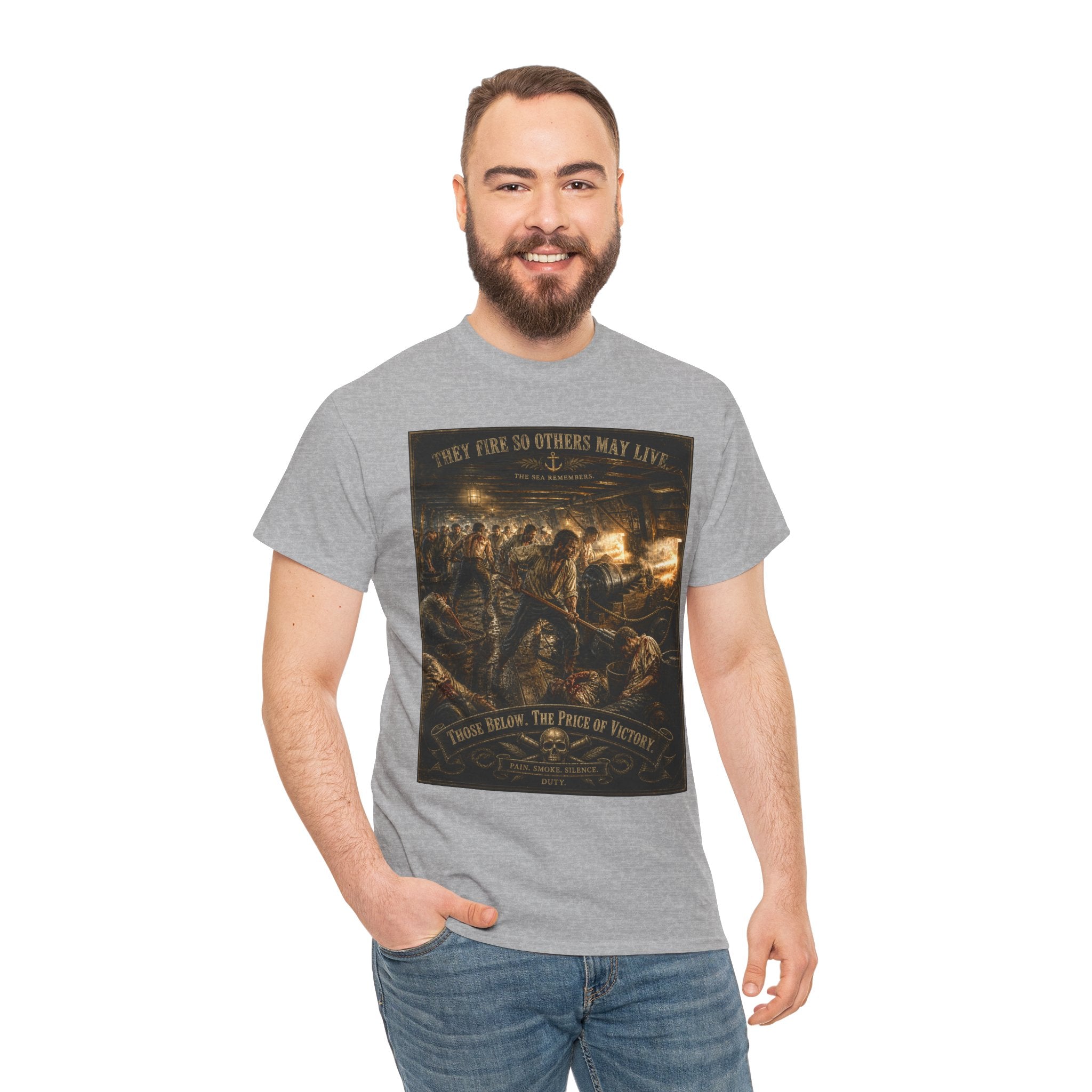 Gun Deck Battle T-Shirt | Naval Warfare Sailor Art Graphic Tee | Age of Sail History Shirt