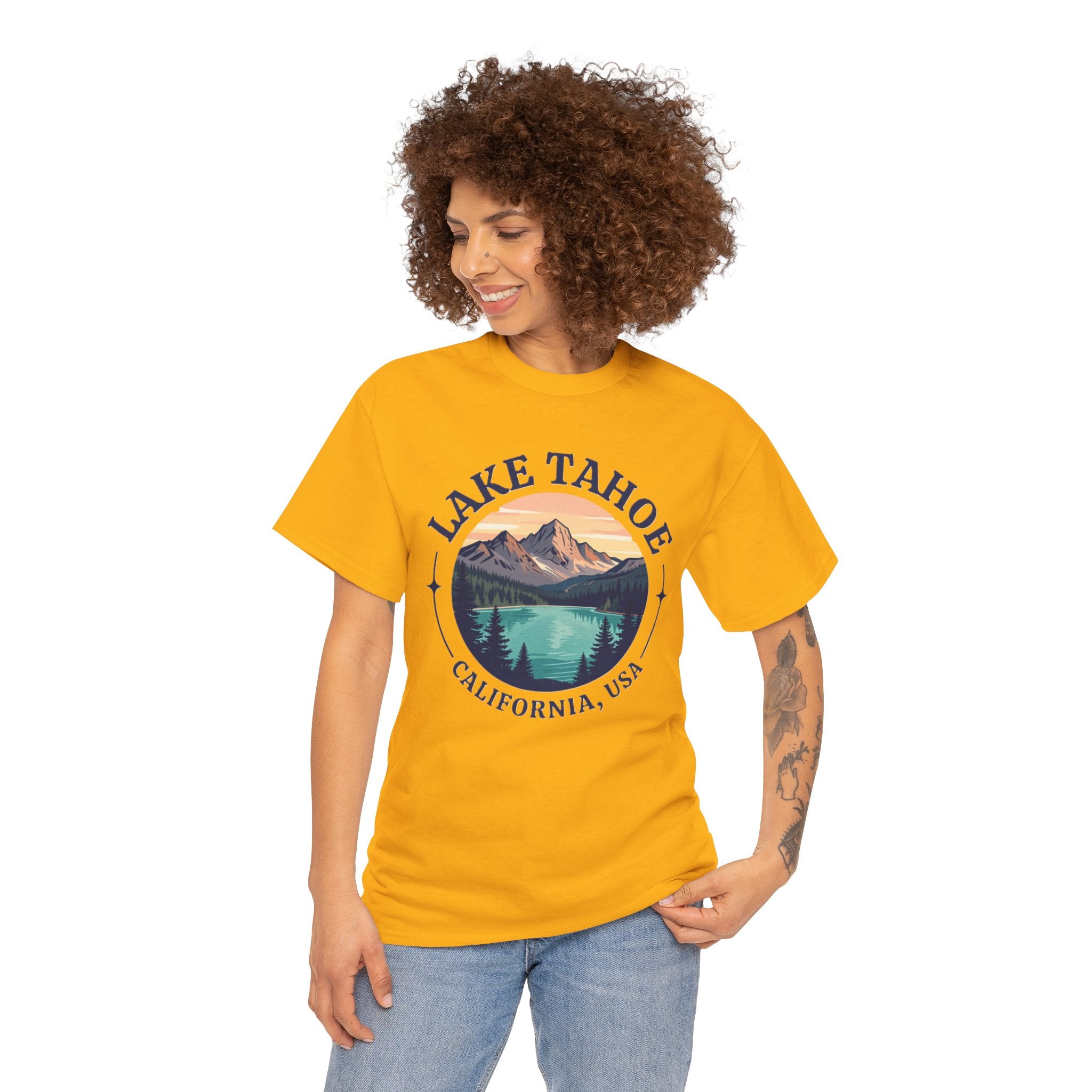 Lake Tahoe Graphic Tee — California Mountain & Lake Vintage Travel Shirt