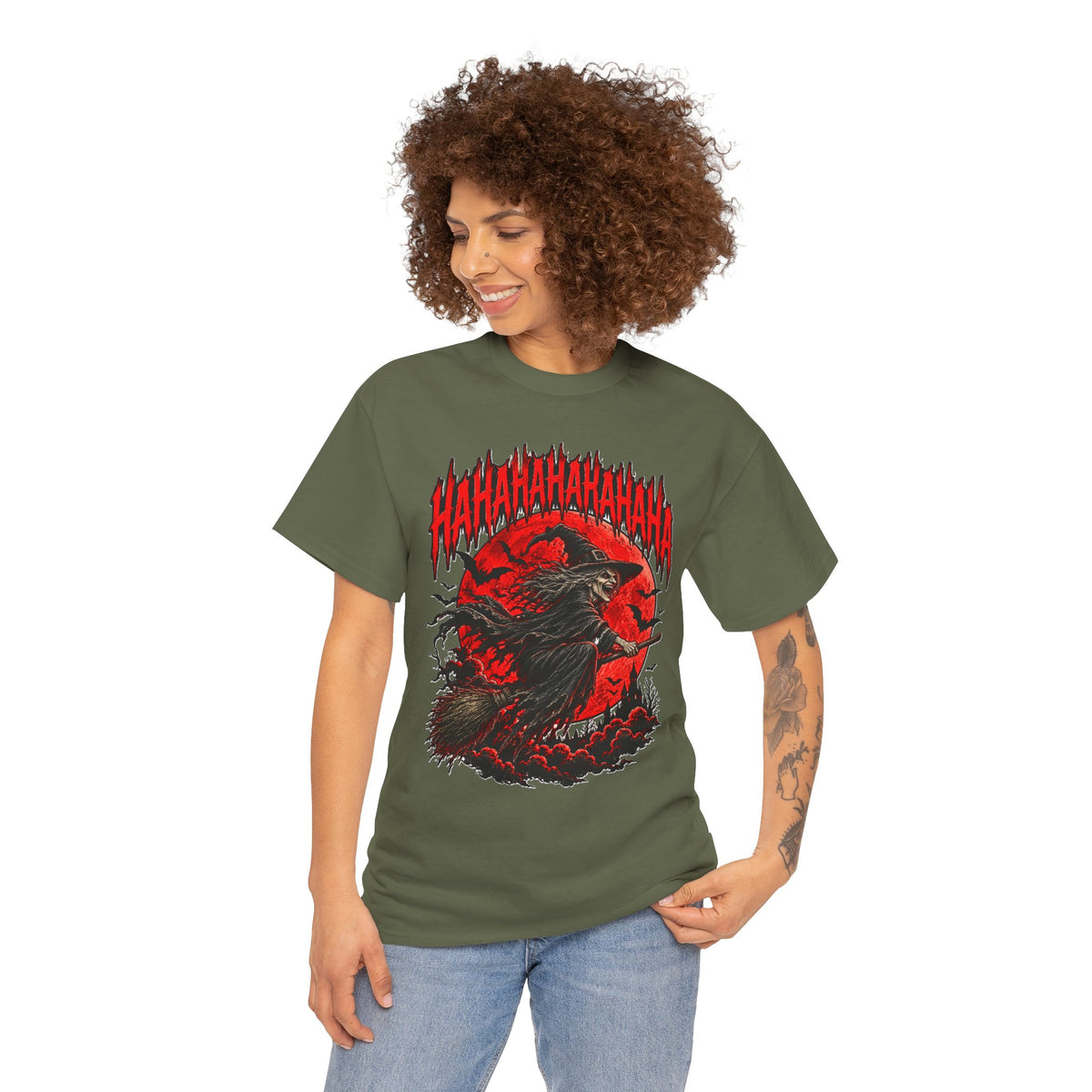 HAHAHAHA: Cackling Witch Blood Moon Halloween T-Shirt