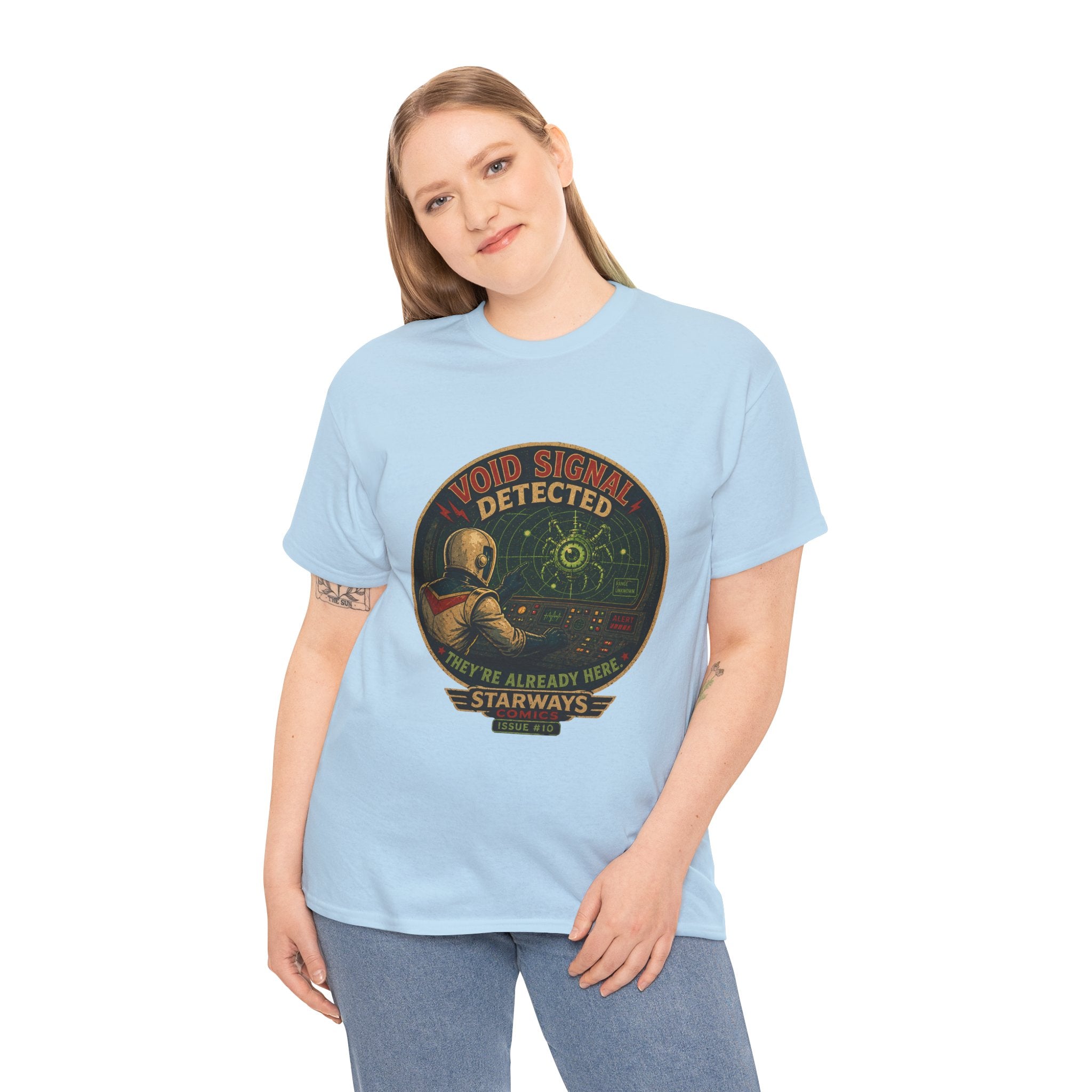 Void Signal Detected T-Shirt | Retro Sci-Fi Astronaut Graphic Tee | Vintage Space Comic Alien Radar Shirt | Starways Comics Issue 10