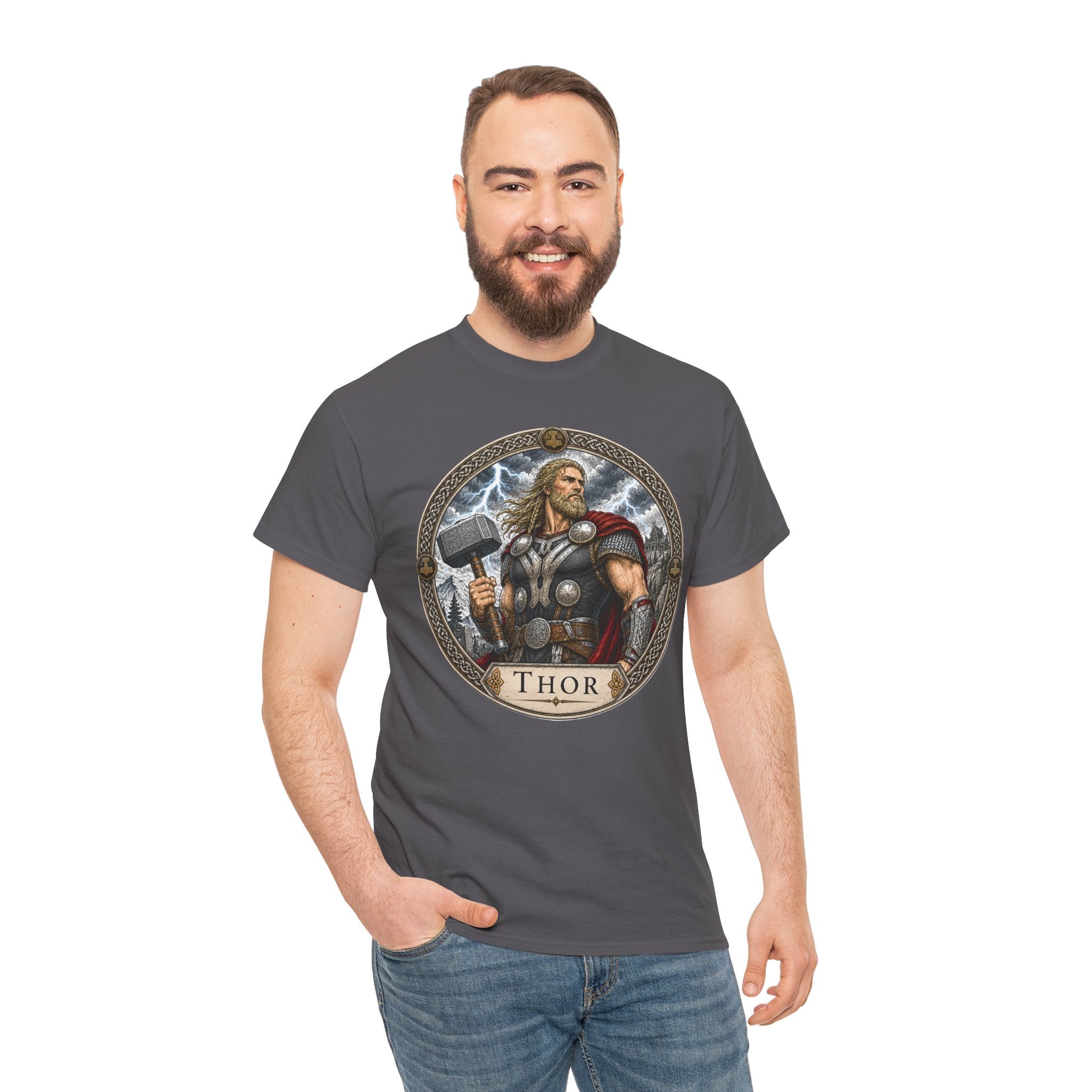 Thor Norse Mythology T-Shirt — Viking God of Thunder Mjolnir Lightning Hammer
