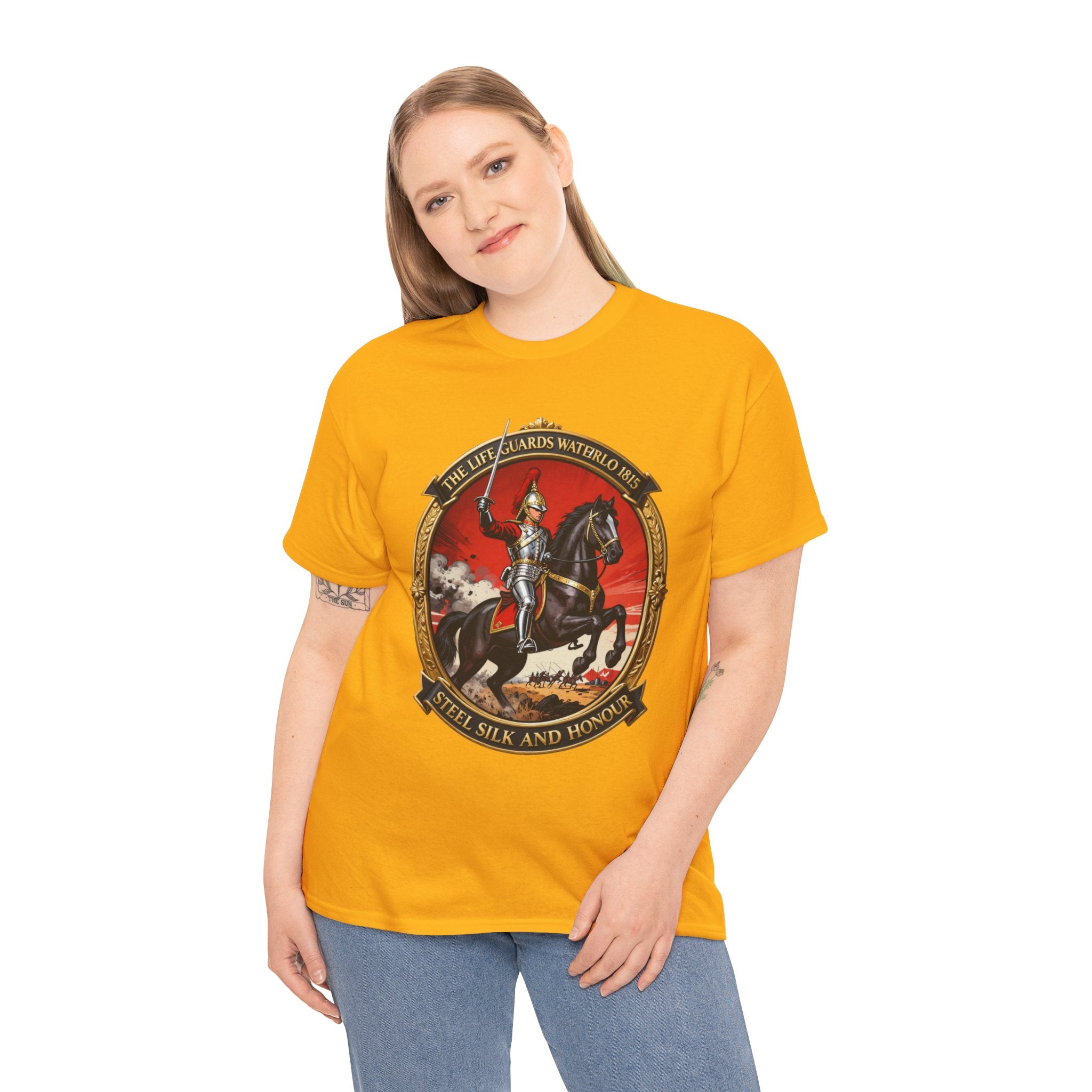 The Life Guards — Waterloo 1815 T-Shirt | Steel Silk and Honour | Household Cavalry Heritage Badge Tee | British Heavy Cavalry Gift | Napoleonic Wars Collector