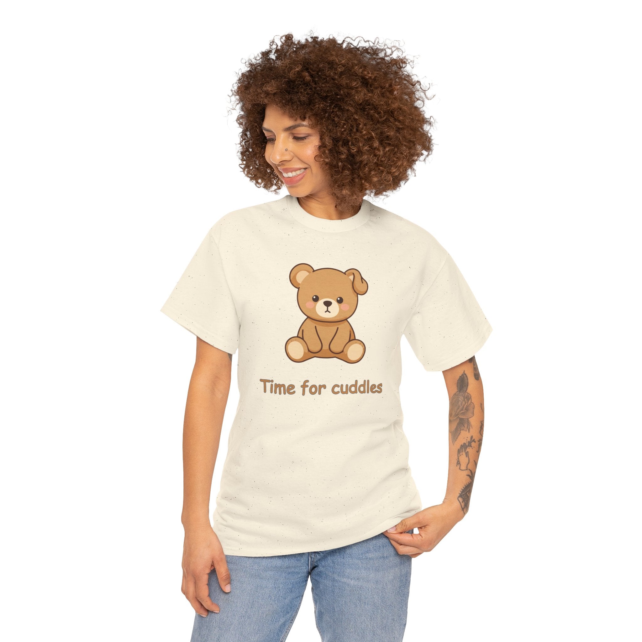 Cute Teddy Bear - BUSHY - "Time for Cuddles" T-Shirt The Bear With One Wonky Ear & Zero Regrets