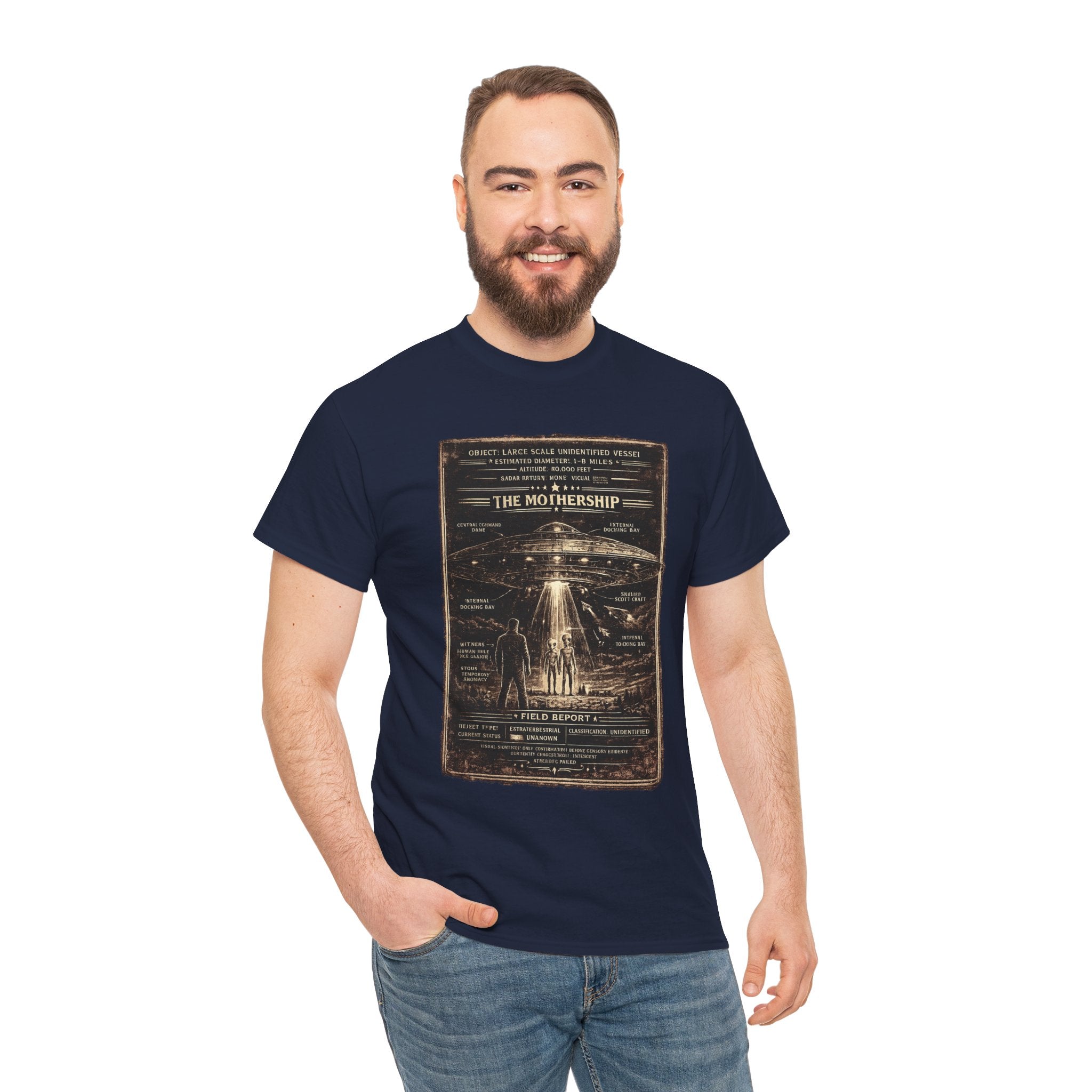 The Mothership – Large Scale Extraterrestrial Vessel Technical Cross Section Vintage Graphic T-Shirt