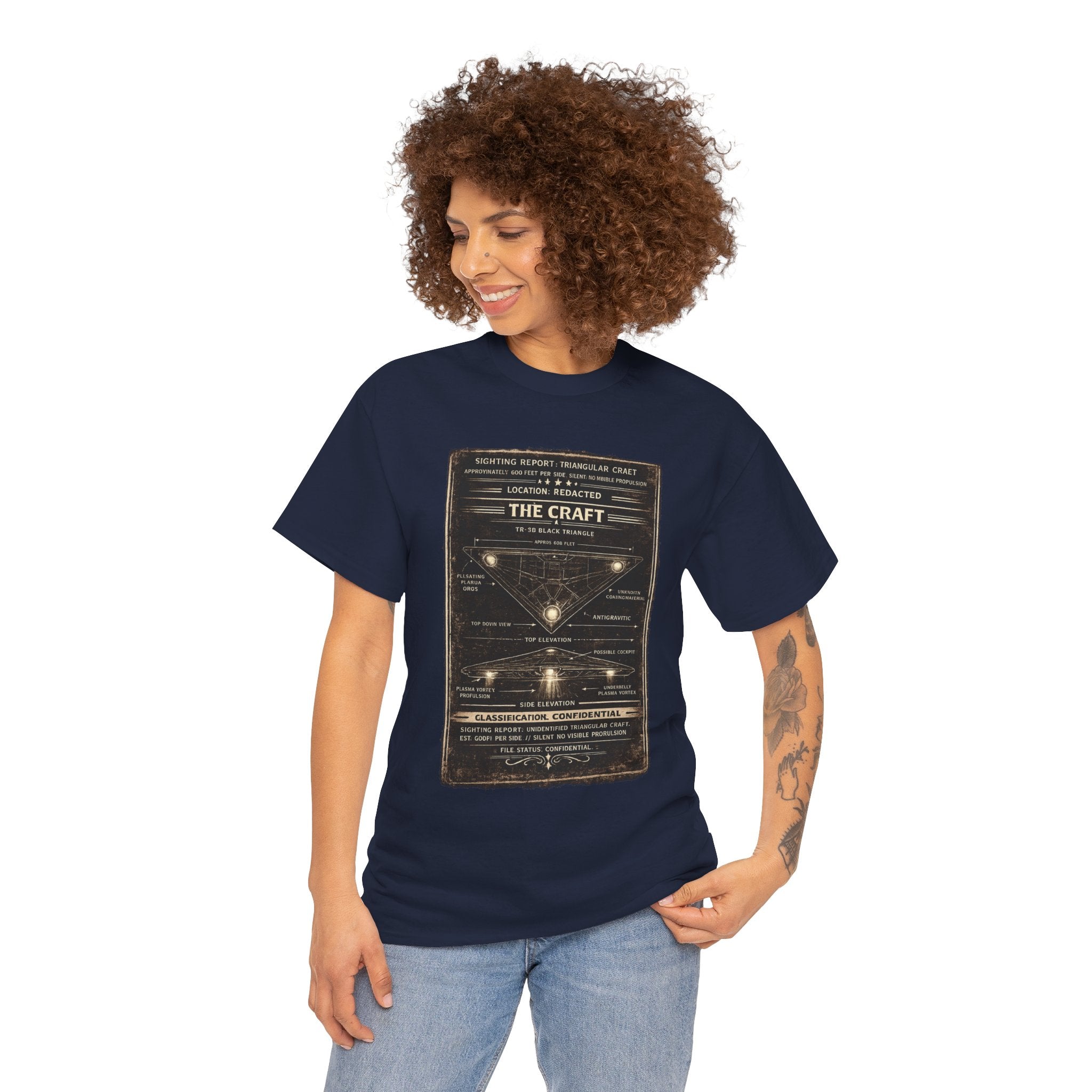 The Craft – TR-3B Black Triangle UAP Military Sighting Technical Illustration Graphic T-Shirt