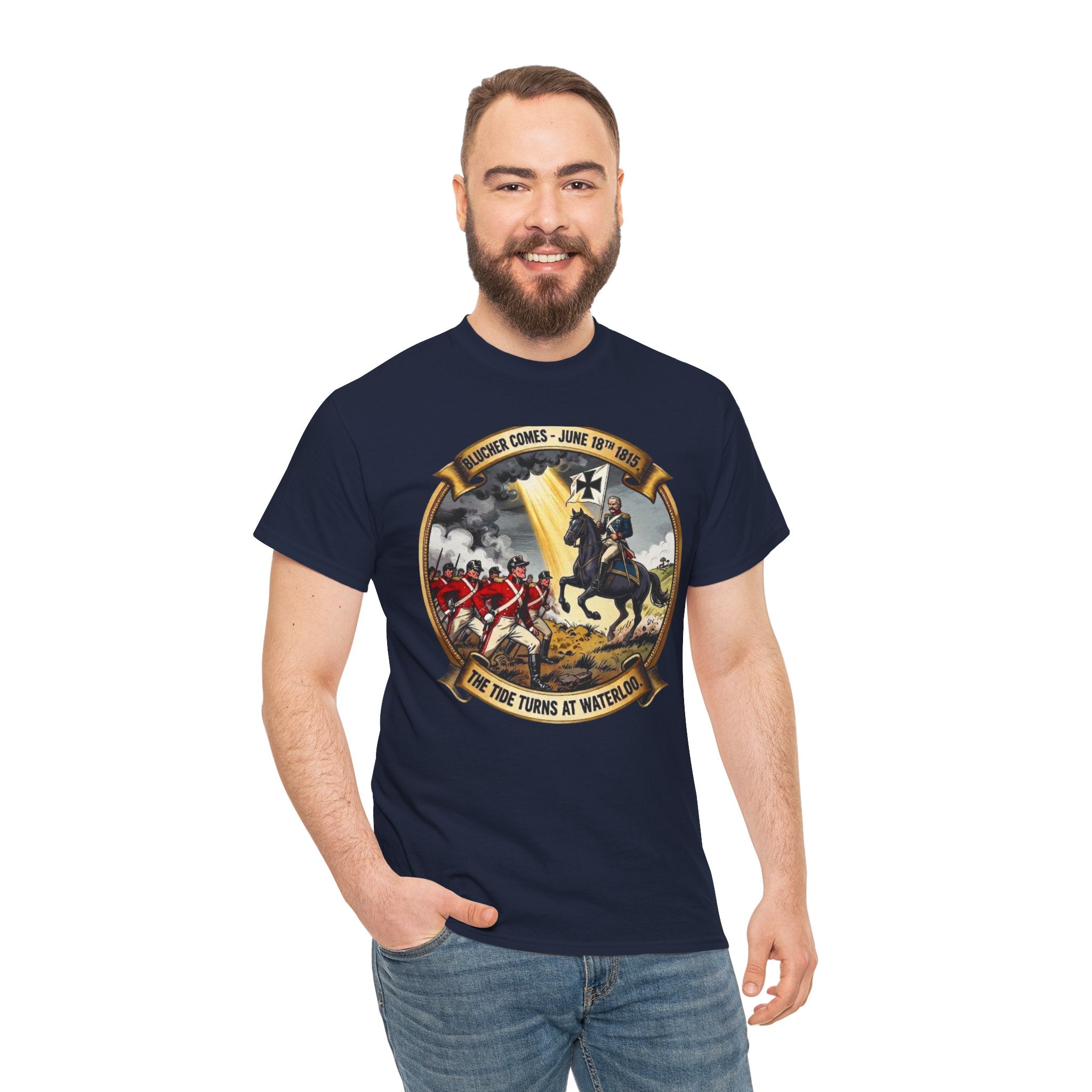 Blücher Comes — Waterloo 1815 T-Shirt | The Tide Turns at Waterloo | Prussian Army Badge Graphic Tee | Anglo-Prussian Alliance Gift | Napoleonic Wars Heritage