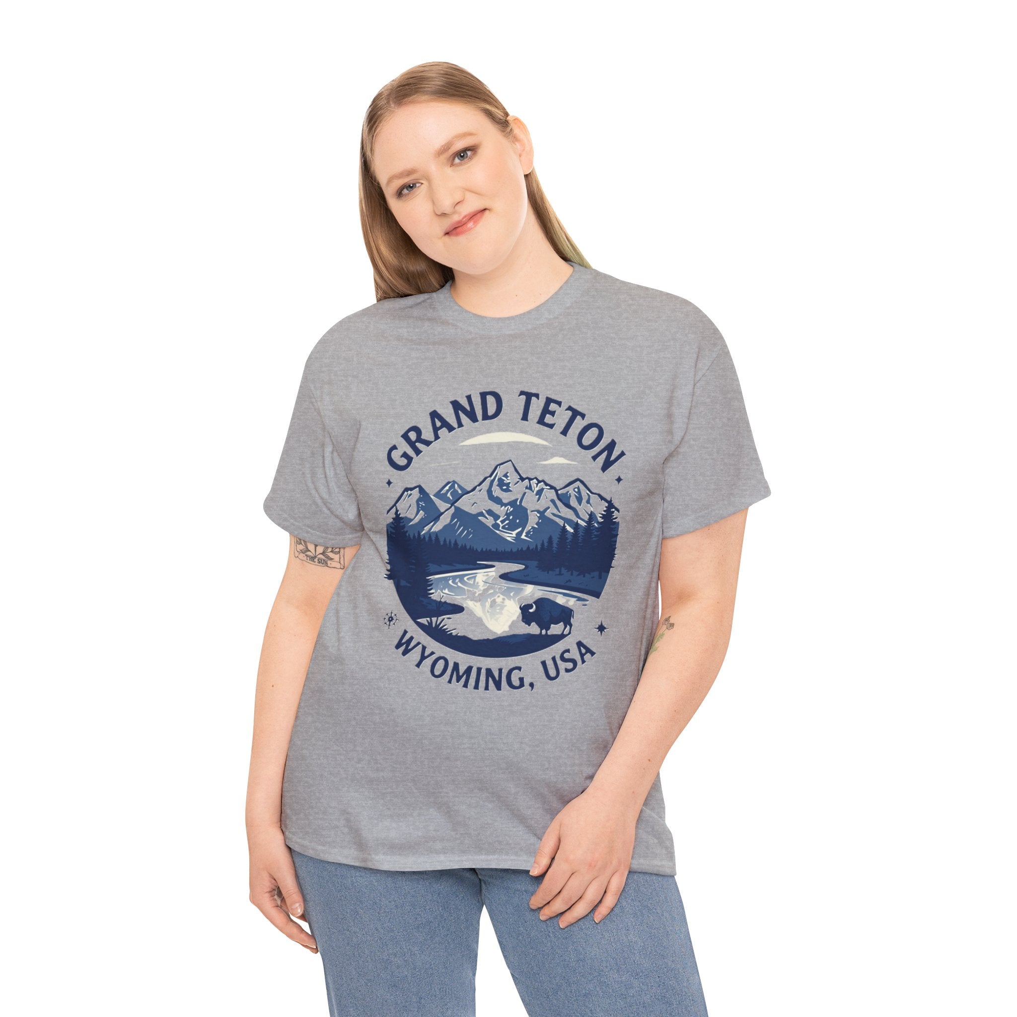 Grand Teton Wyoming Graphic Tee — Mountain Scenic River T-Shirt