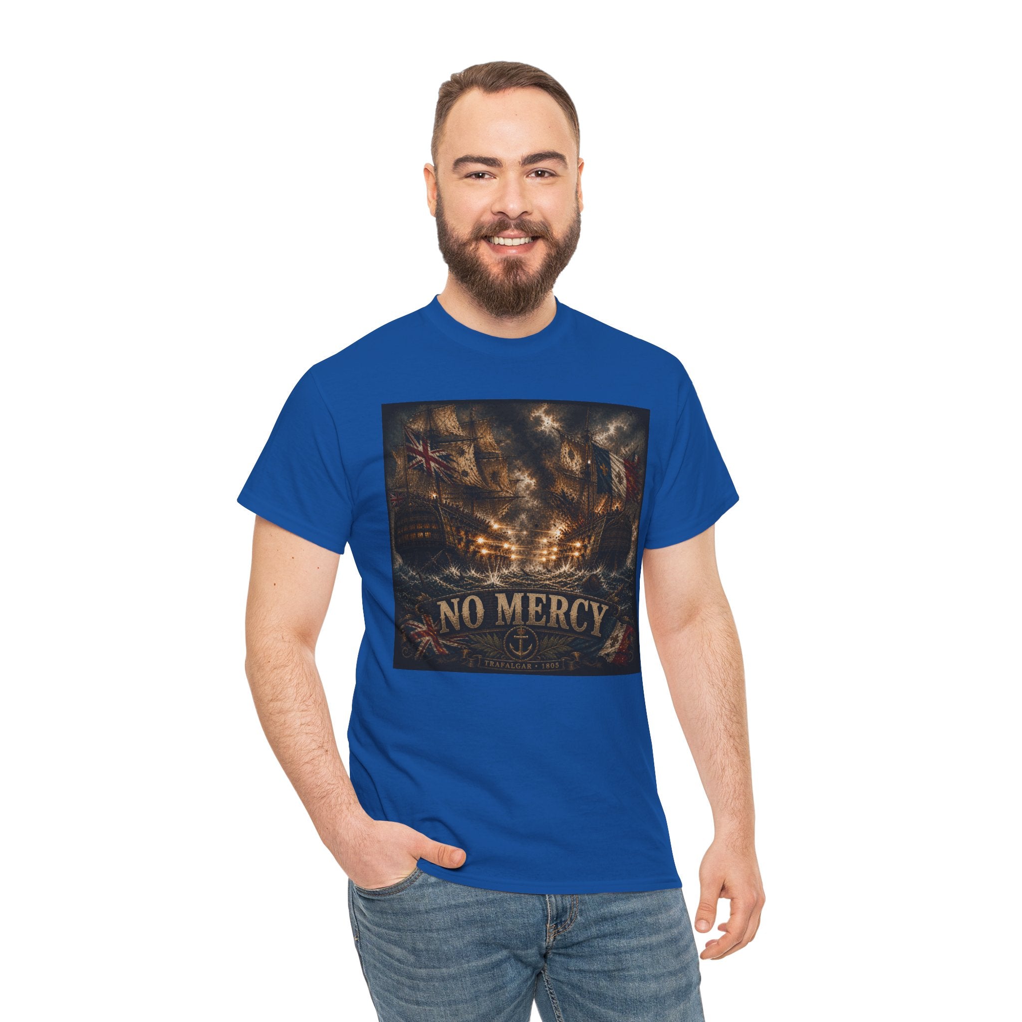 Battle of Trafalgar 1805 T-Shirt | No Mercy Naval Battle Graphic Tee | Napoleonic Warship Shirt
