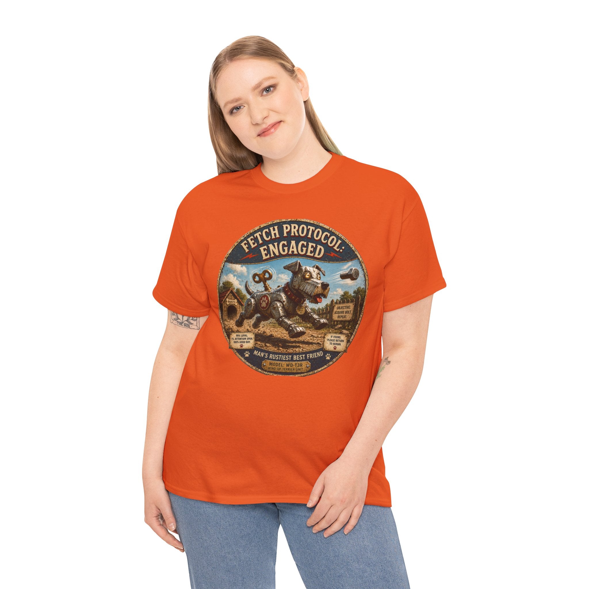 Fetch Protocol: Engaged T-Shirt — Funny Robot Dog Graphic Tee