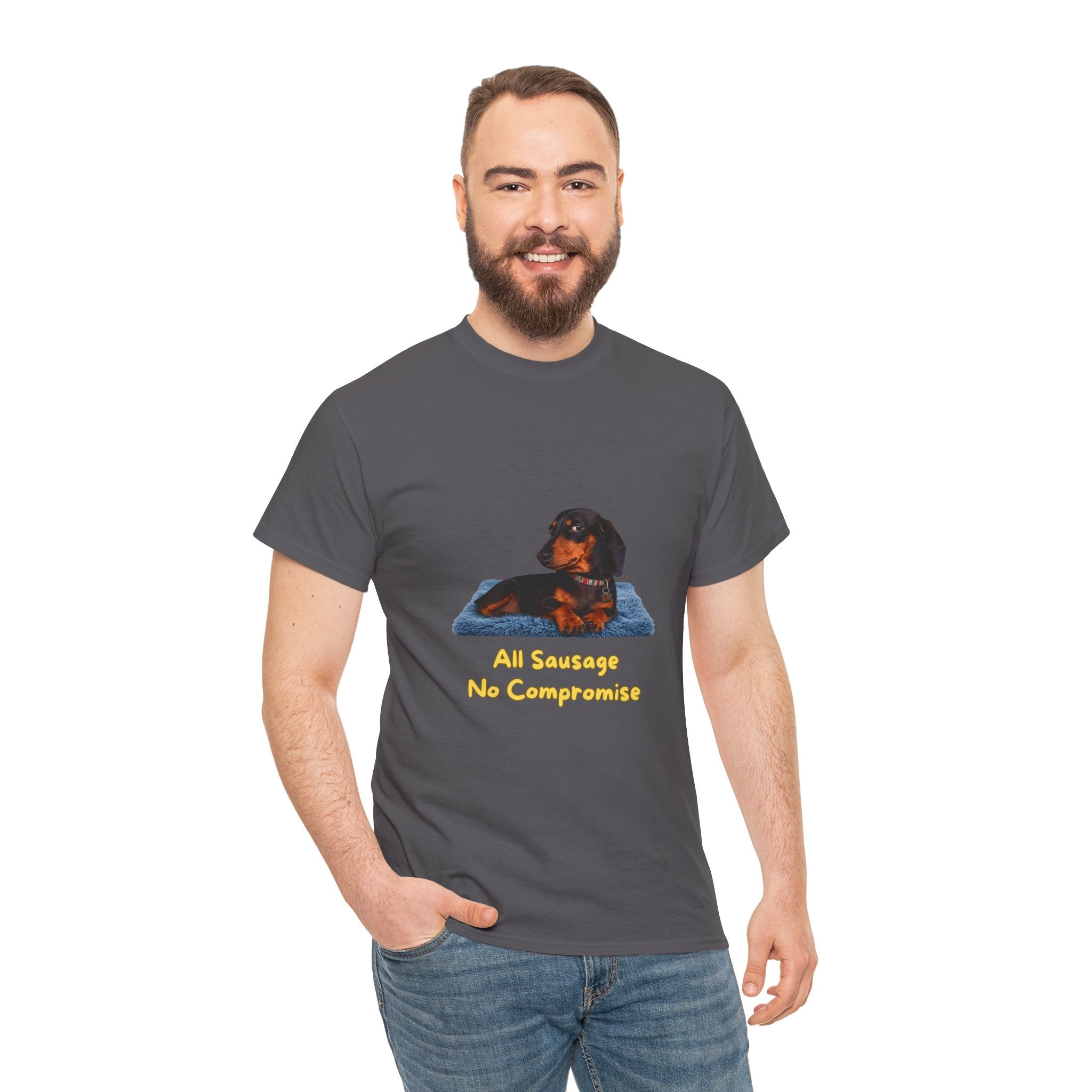 All Sausage No Compromise T-Shirt – Funny Dachshund Sausage Dog Attitude | Wiener Dog Bold Graphic Tee