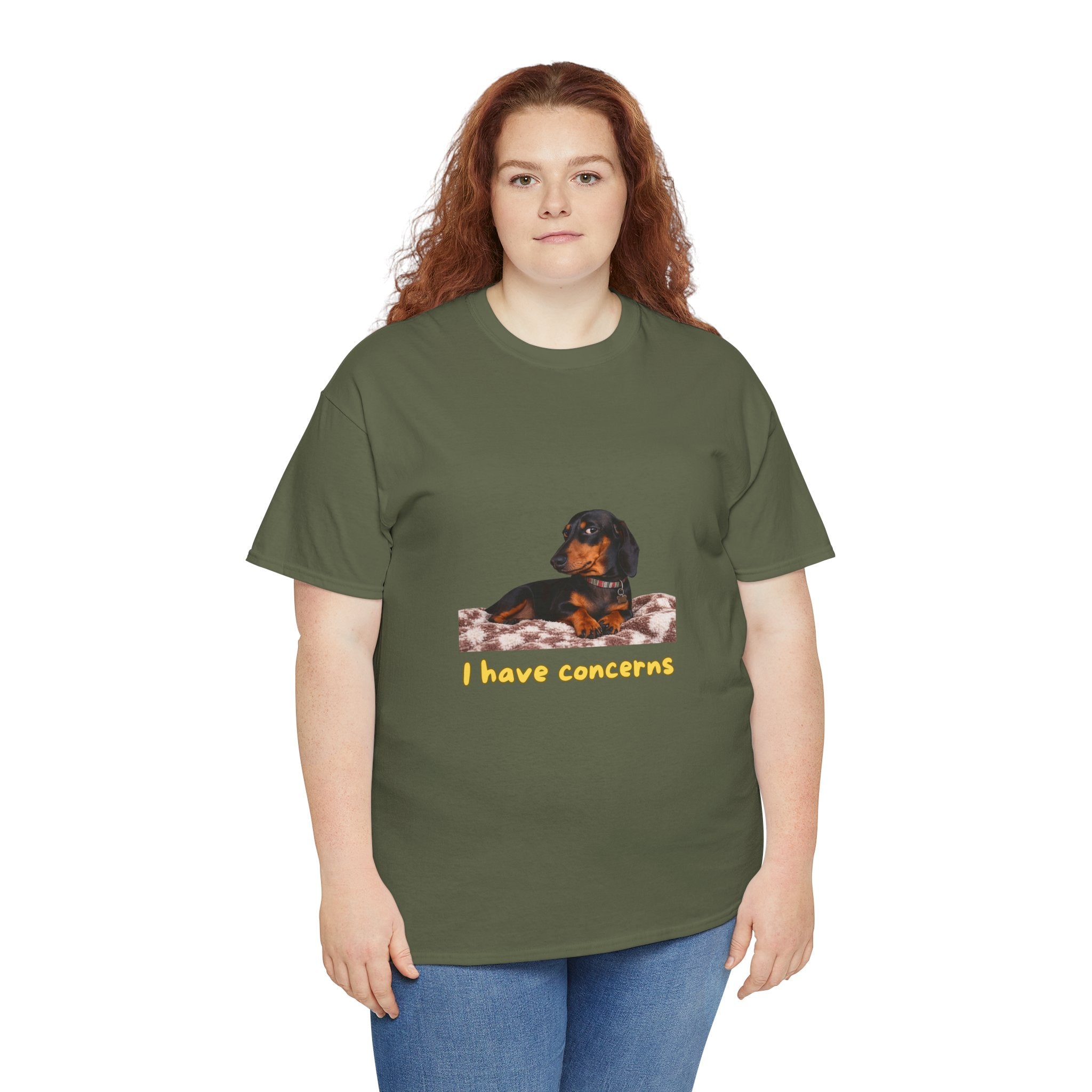 I Have Concerns T-Shirt – Funny Dachshund Side Eye Dog | Sausage Dog Wiener Dog Attitude Graphic Tee