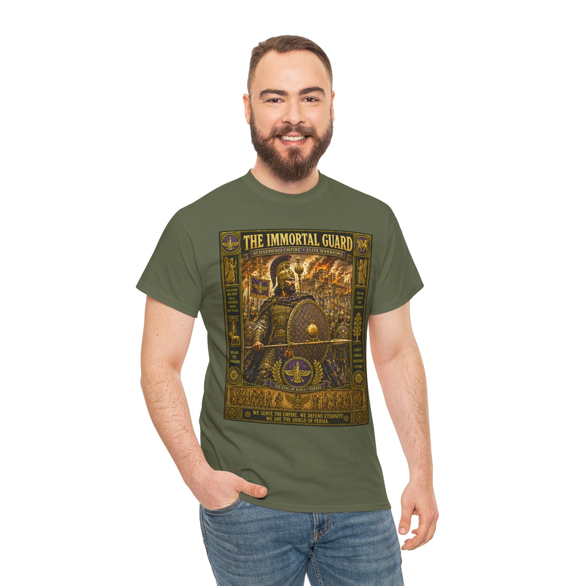 The Immortal Guard T-Shirt | Persian Achaemenid Warrior Graphic Tee | Xerxes Elite Army Historical Shirt | Ancient Persia Military Art