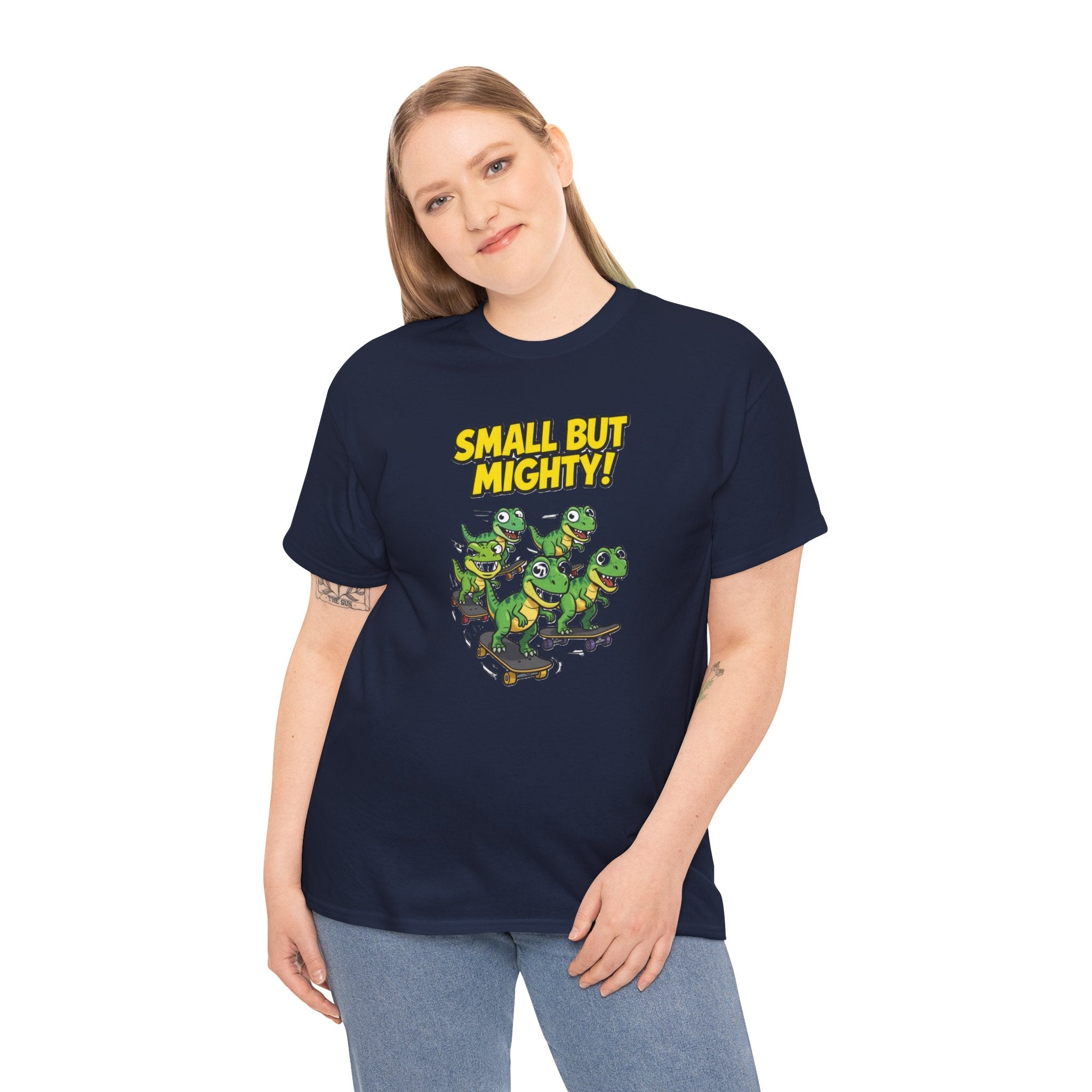 Small But Mighty T-Shirt – Funny Baby T-Rex Skate Crew Cartoon Dinosaur | Mini Dino Squad Graphic Tee