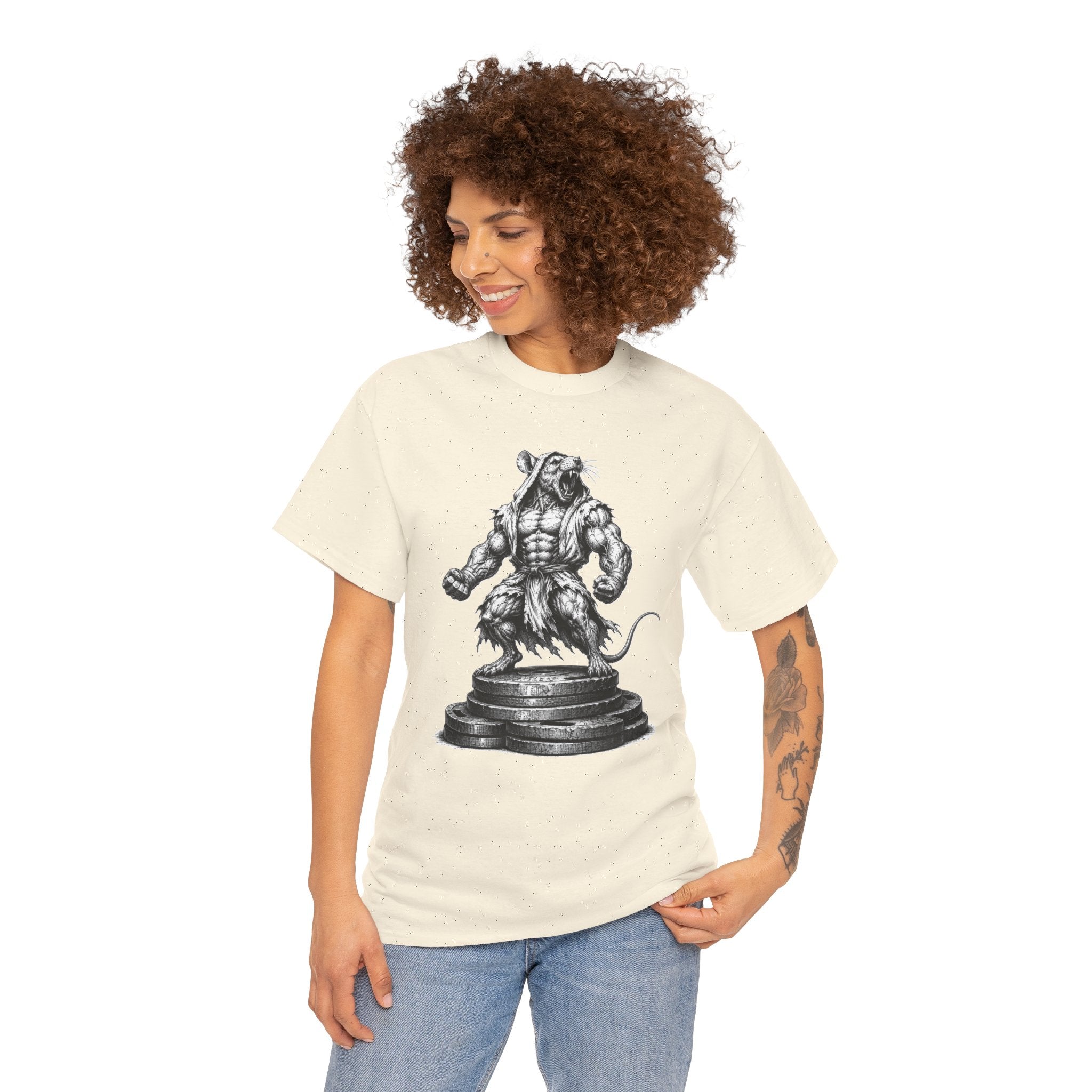 Gym Rat T-Shirt | Roaring Bodybuilder Rat Illustration Tee