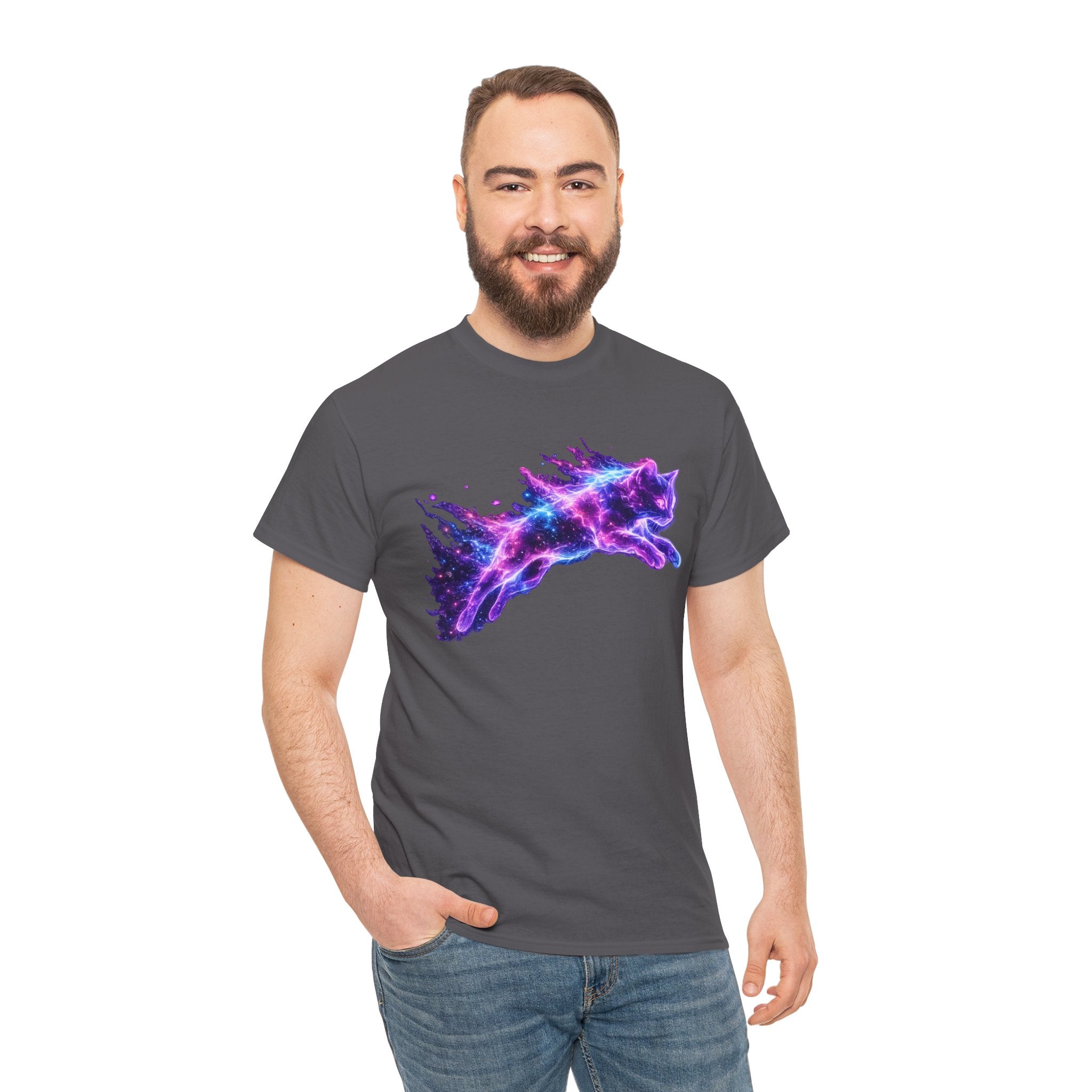 Astral Cat T-Shirt | Cosmic Galaxy Cat Graphic Tee | Nebula Star Cat Lover Shirt | Celestial Space Animal Art
