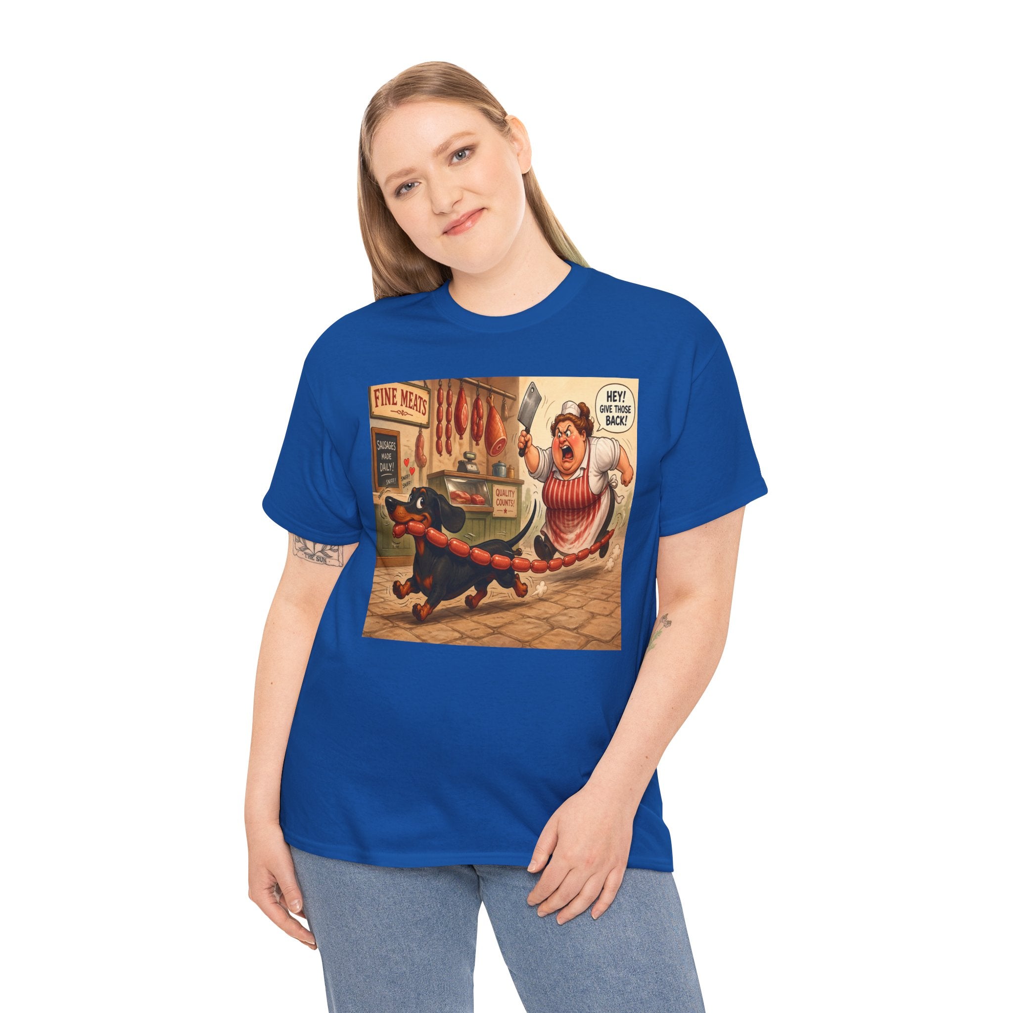 Vintage Dachshund Sausage Run T-Shirt — Retro Funny Dog Illustration Tee
