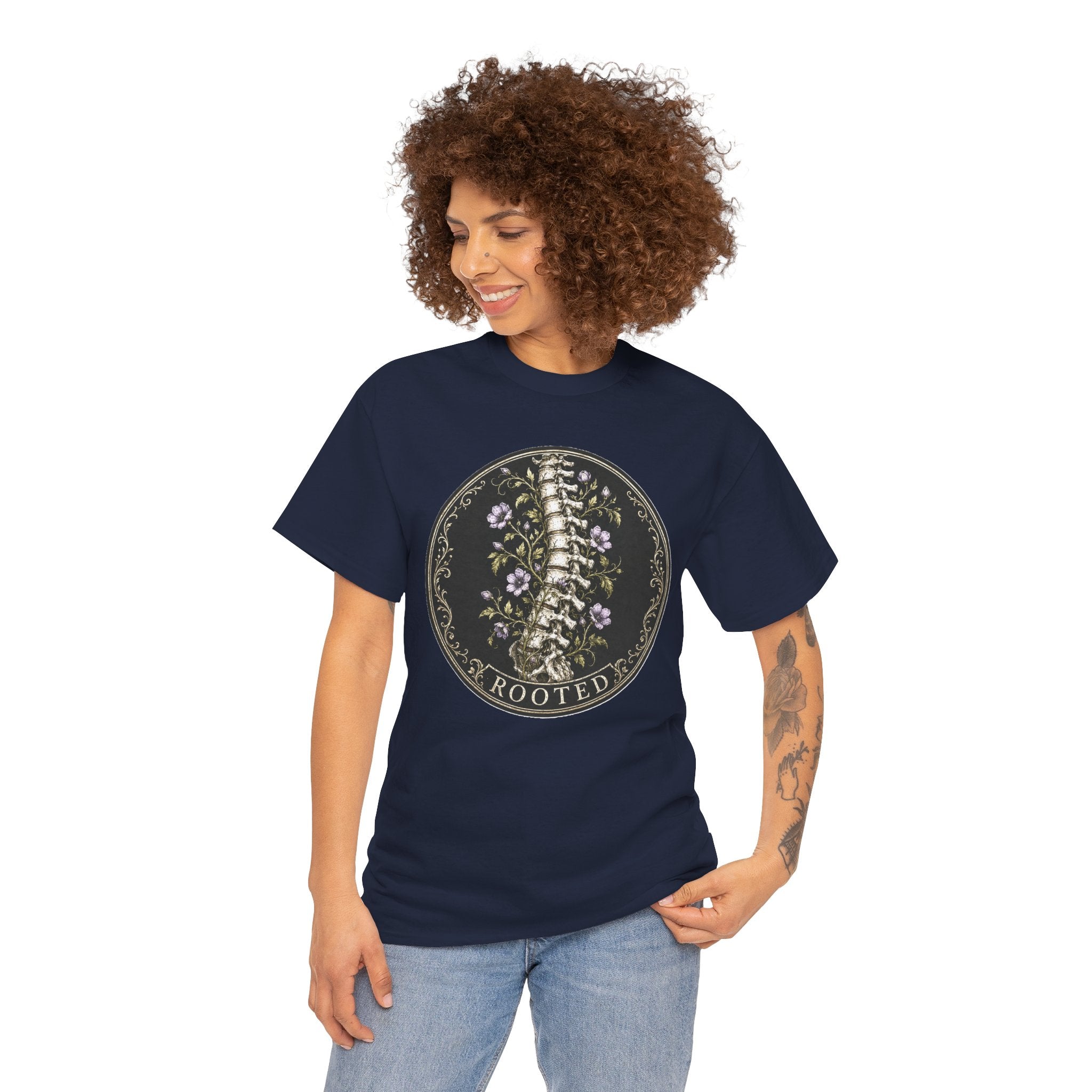 Rooted T-Shirt | Anatomical Spine Gothic Botanical Tee