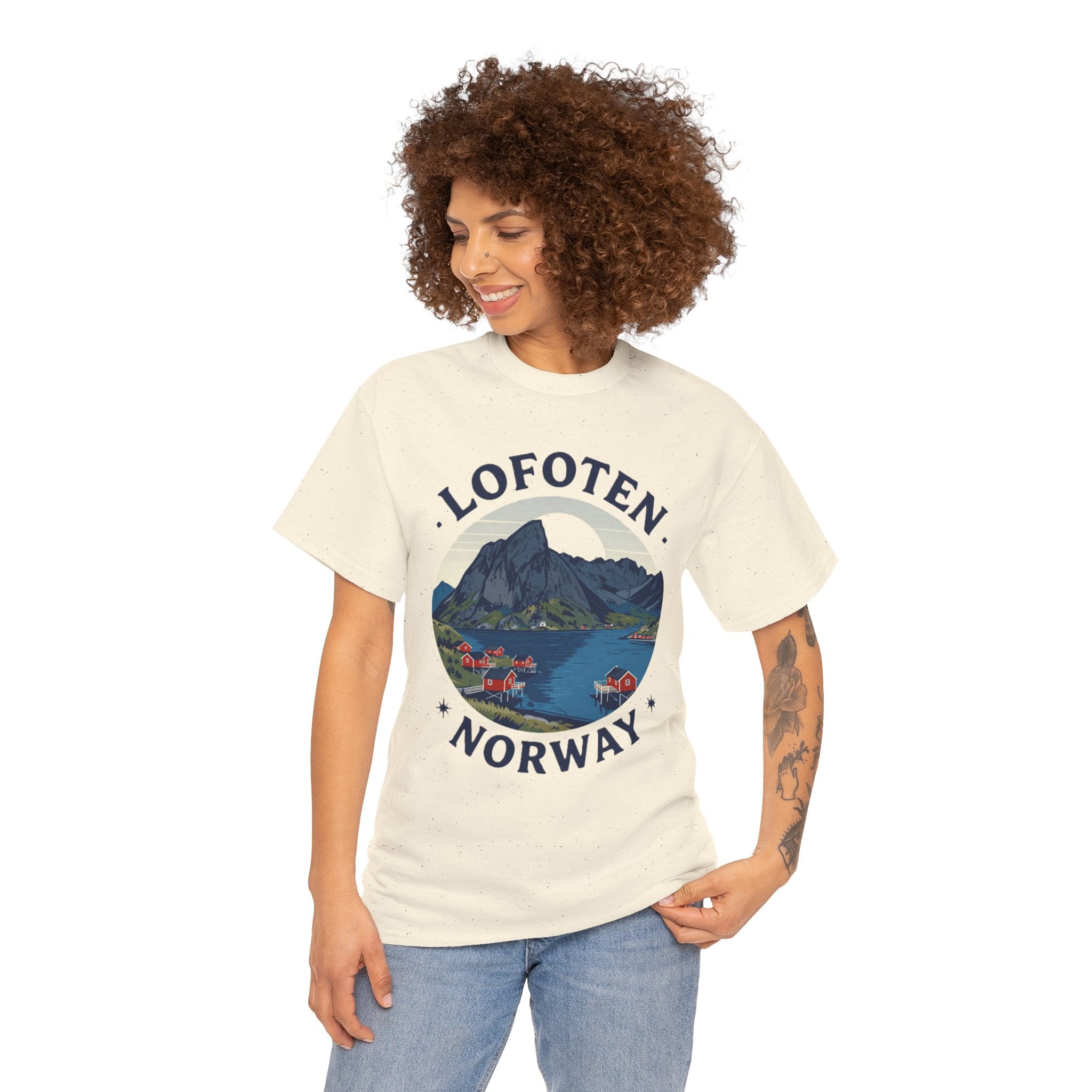 Lofoten Norway Graphic Tee — Scenic Mountain & Fjord Travel T-Shirt