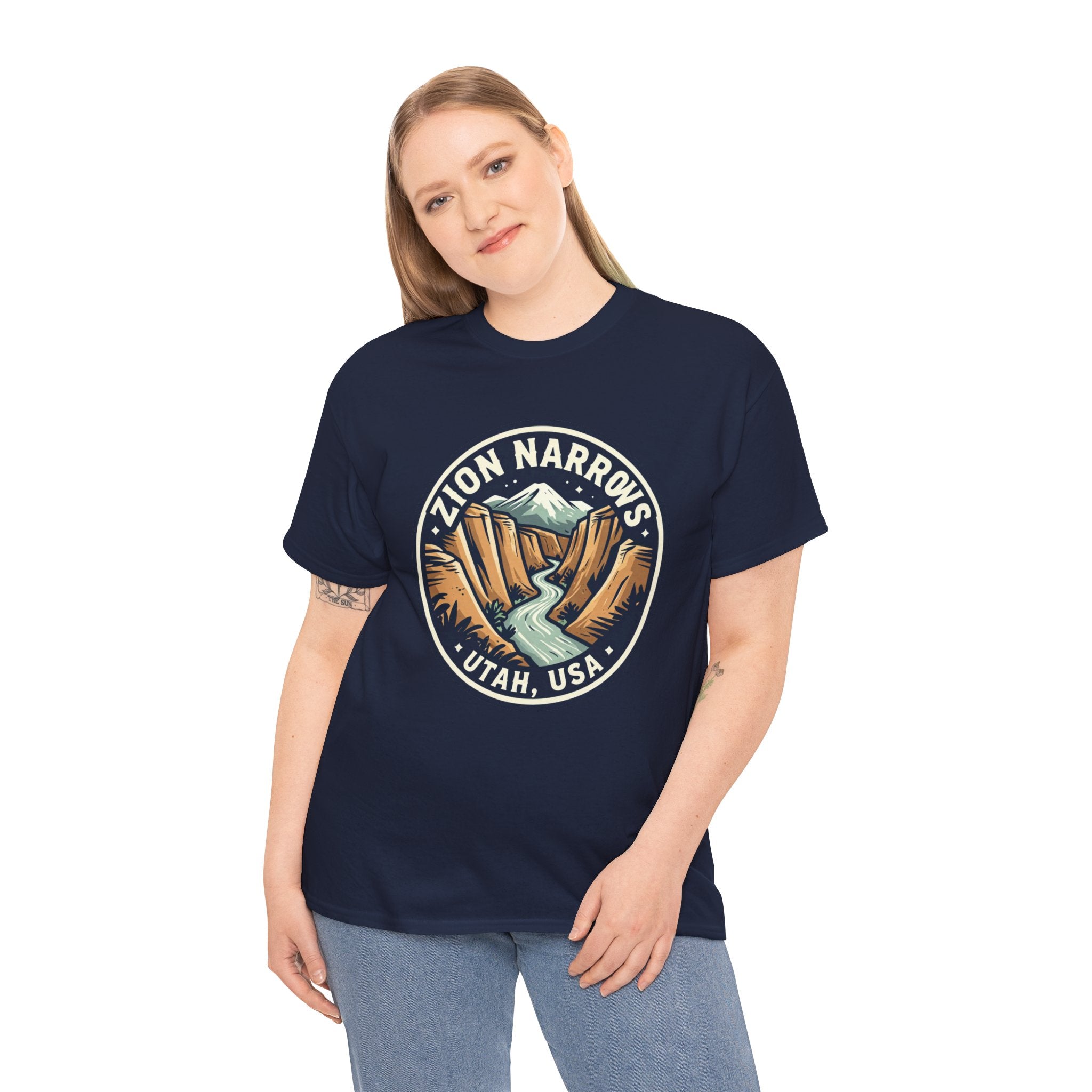 Zion Narrows Utah River Badge Tee — National Park Hiking T‑Shirt