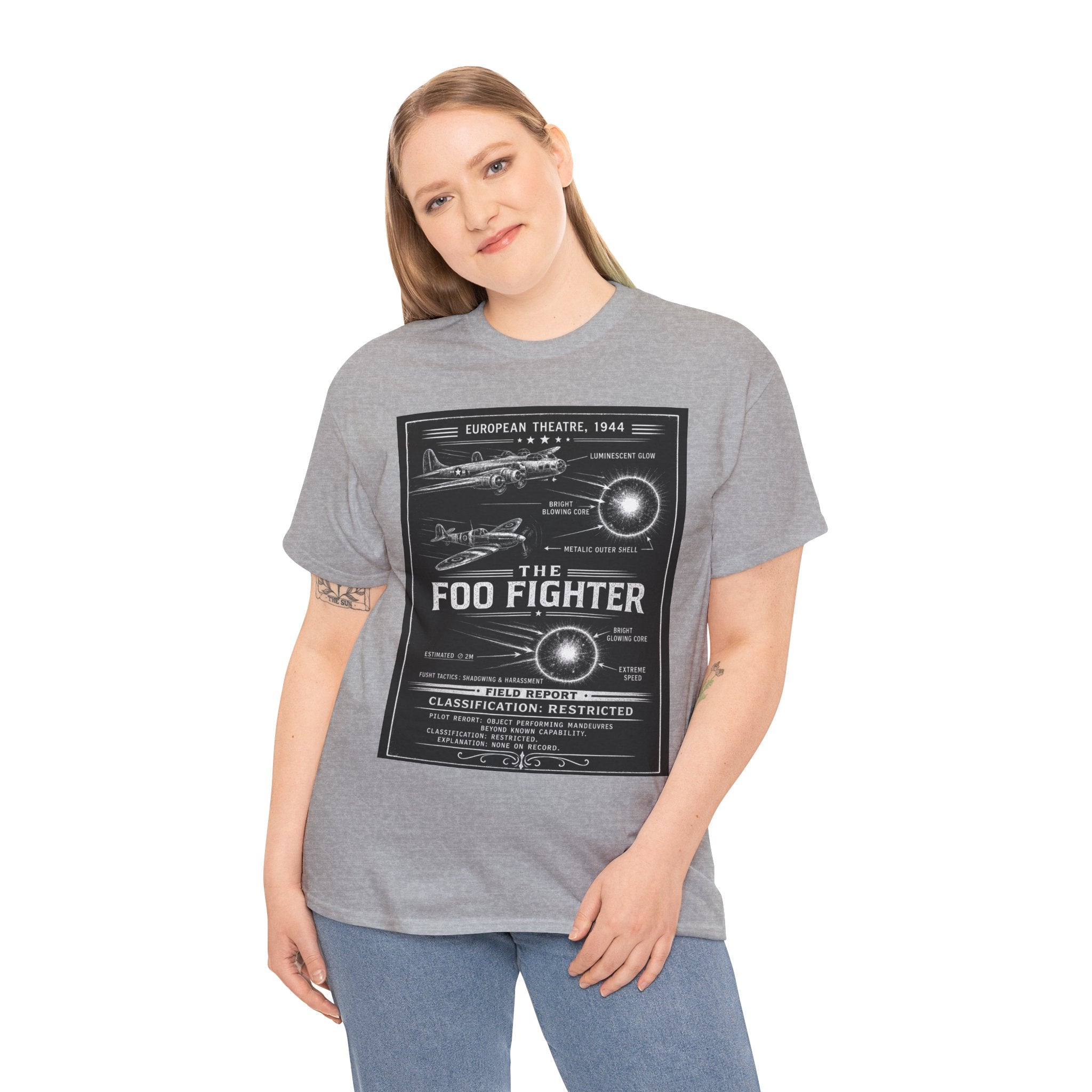 Foo Fighter Dark Vintage Aviation Tee — Retro WWII Aircraft Poster Shirt