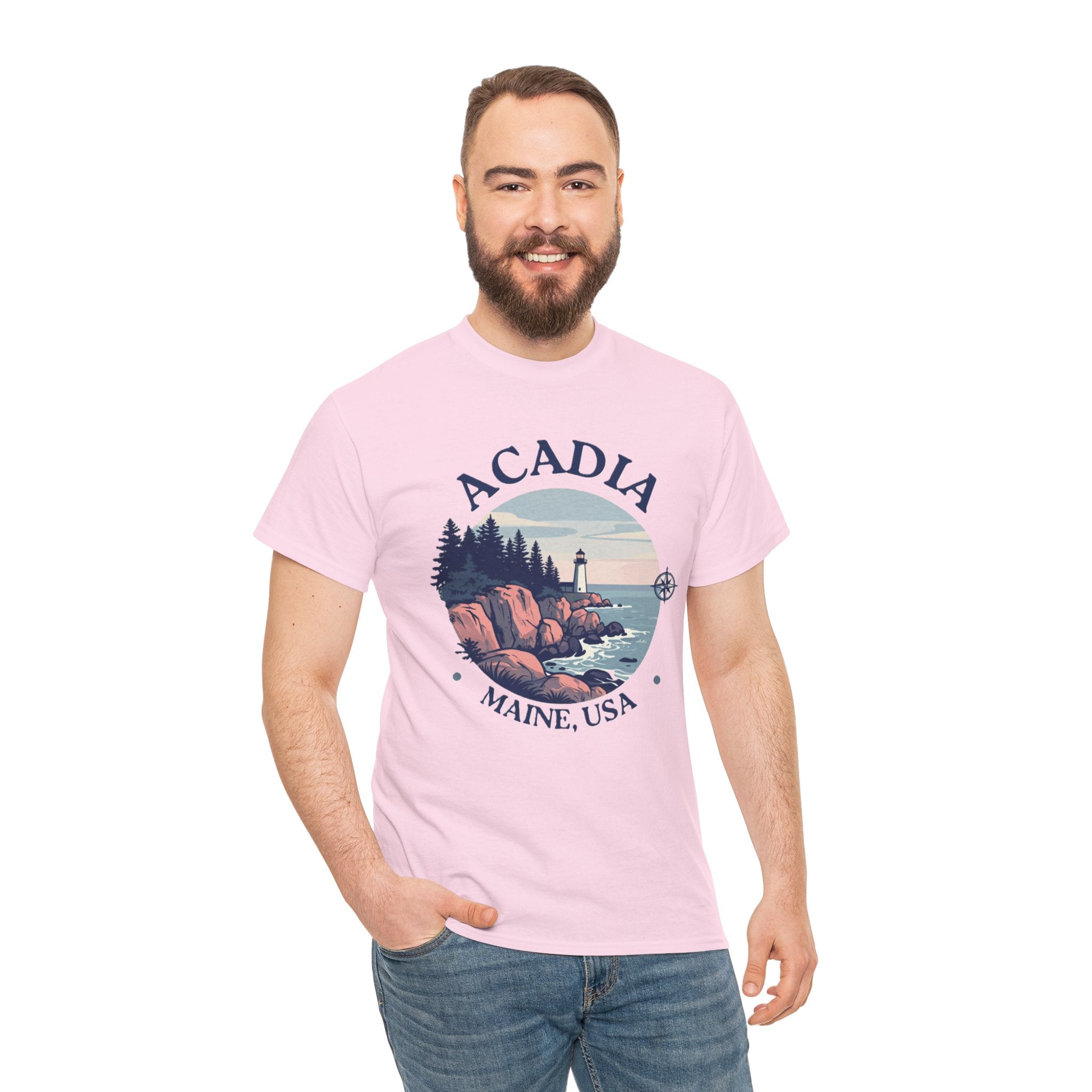 Acadia National Park T-Shirt | Maine Lighthouse Hiking Tee | Vintage Coastal Badge Graphic Shirt | Maine Travel Gift