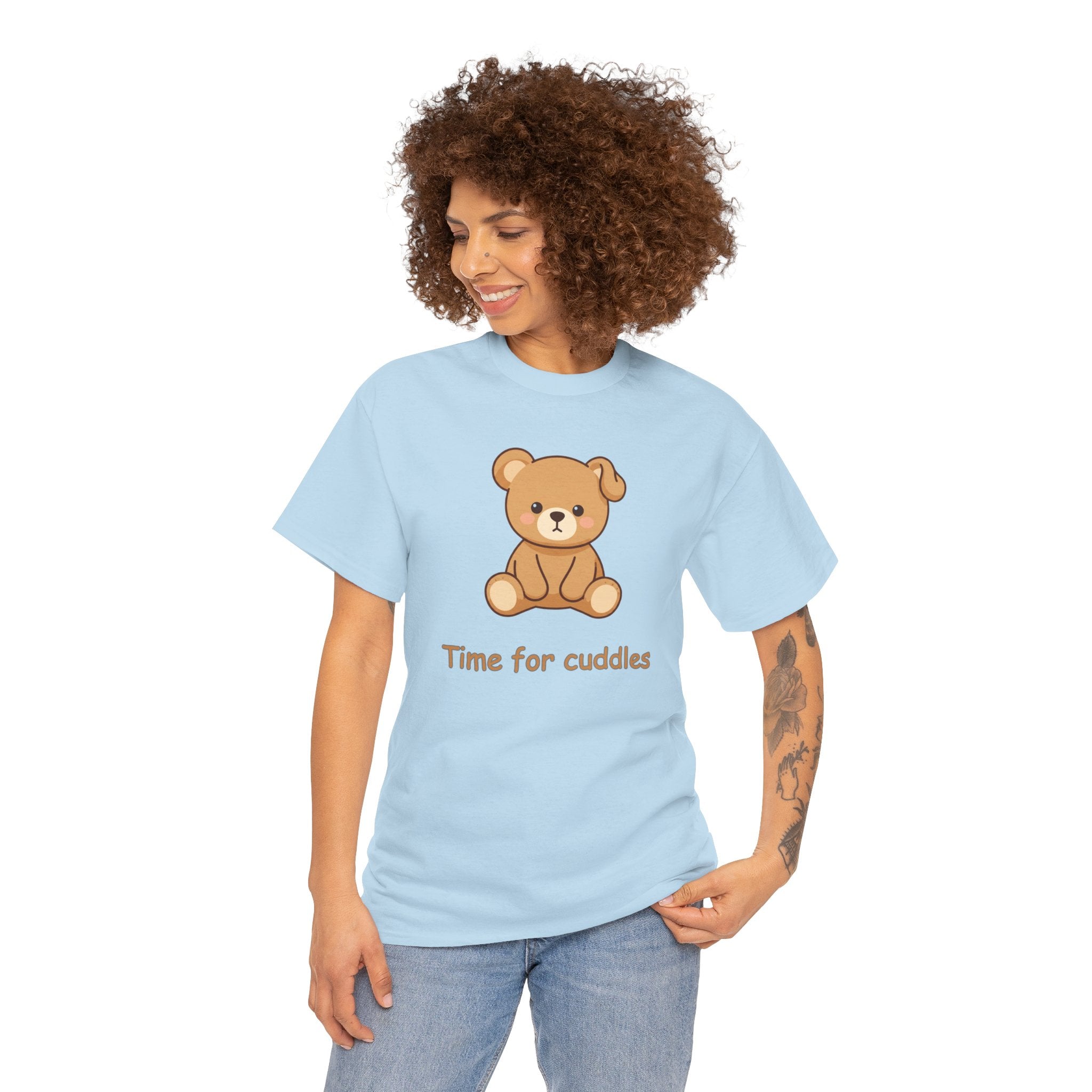Cute Teddy Bear - BUSHY - "Time for Cuddles" T-Shirt The Bear With One Wonky Ear & Zero Regrets
