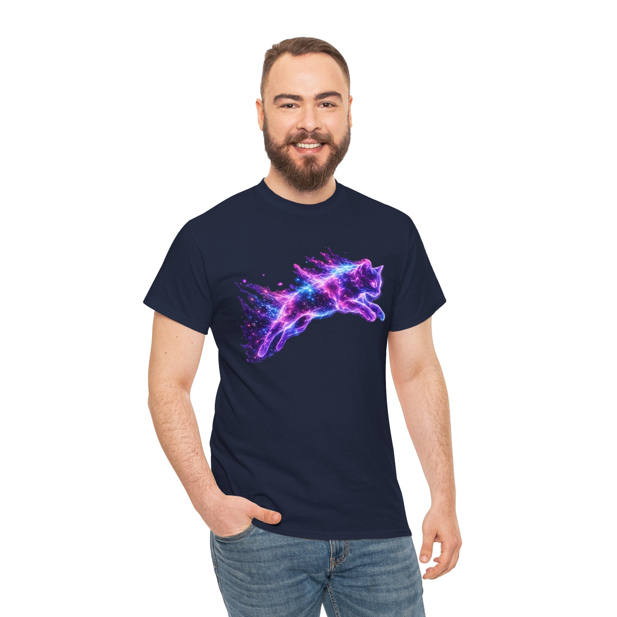 Astral Cat T-Shirt | Cosmic Galaxy Cat Graphic Tee | Nebula Star Cat Lover Shirt | Celestial Space Animal Art