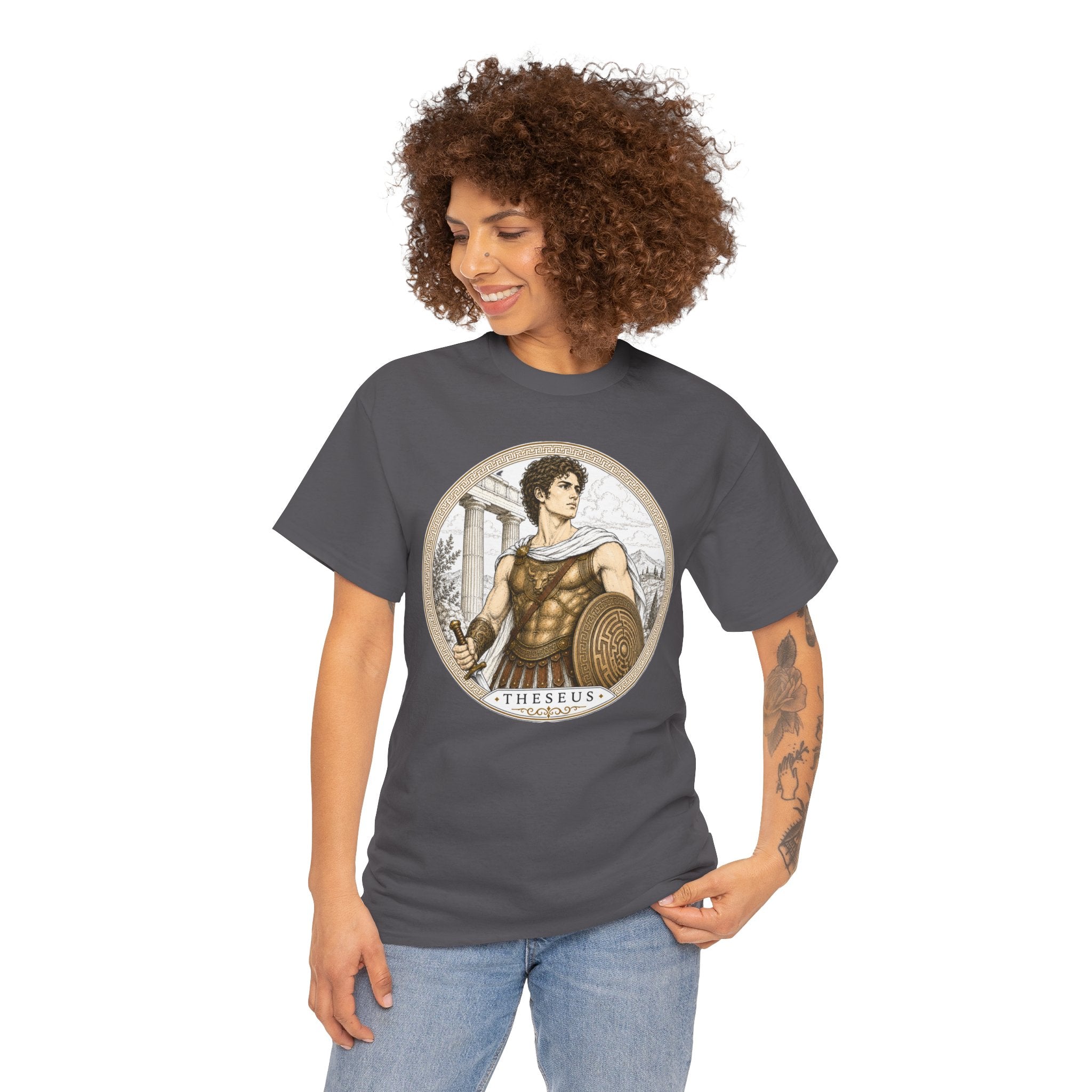 Theseus Greek Mythology T-Shirt — Ancient Hero Labyrinth Shield Minotaur Slayer