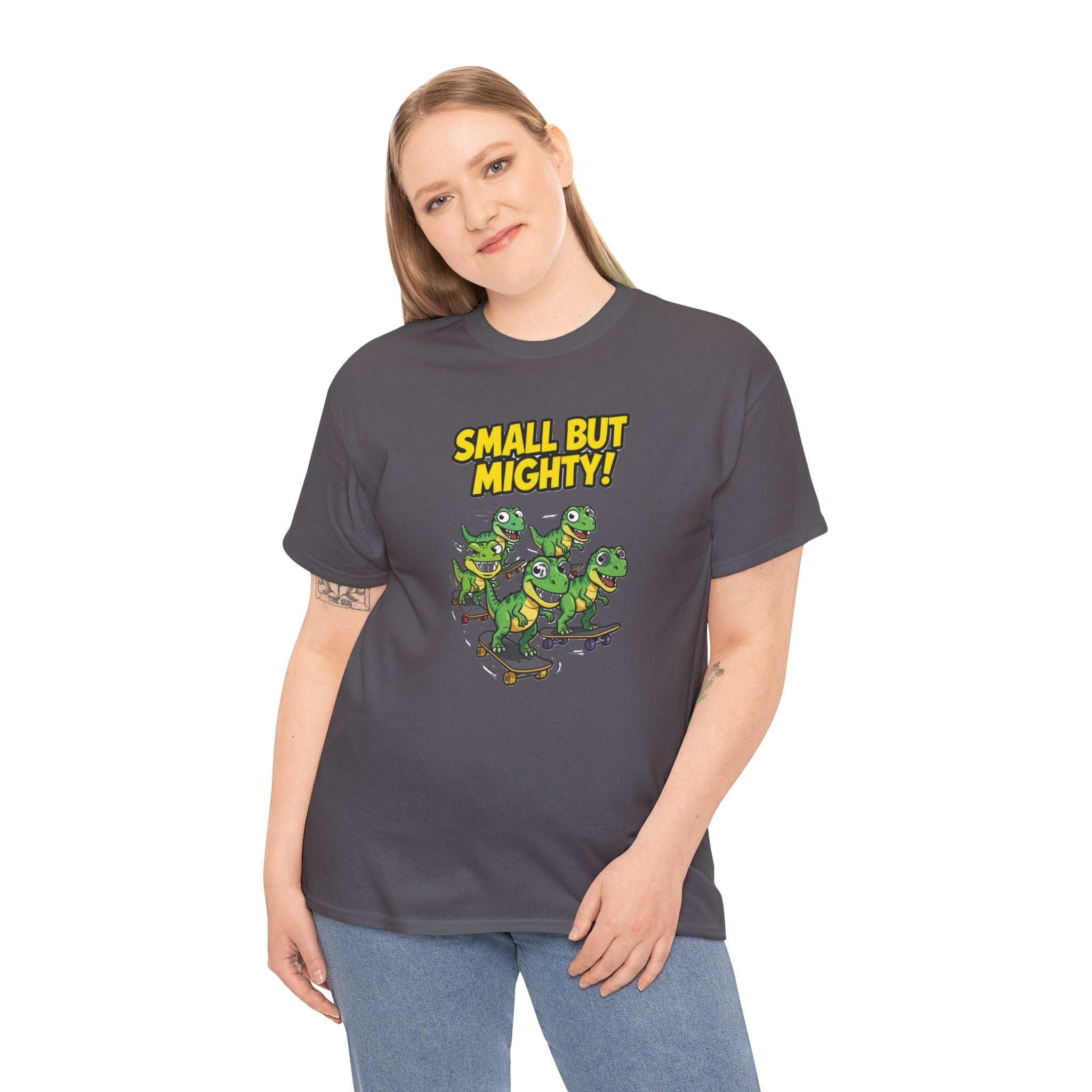 Small But Mighty T-Shirt – Funny Baby T-Rex Skate Crew Cartoon Dinosaur | Mini Dino Squad Graphic Tee