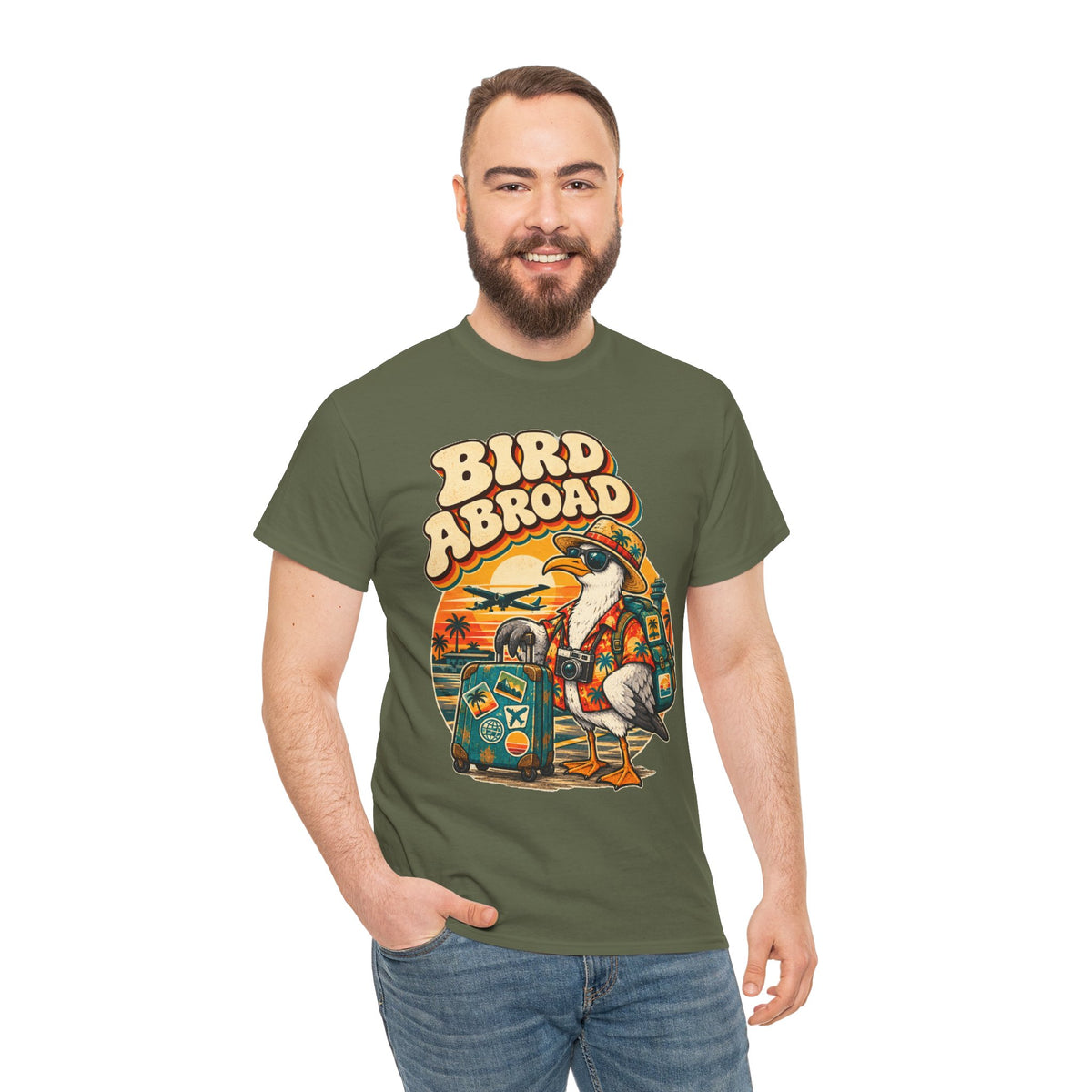 Bird Abroad Seagull T-Shirt – Funny Holiday Tourist Gull Tee