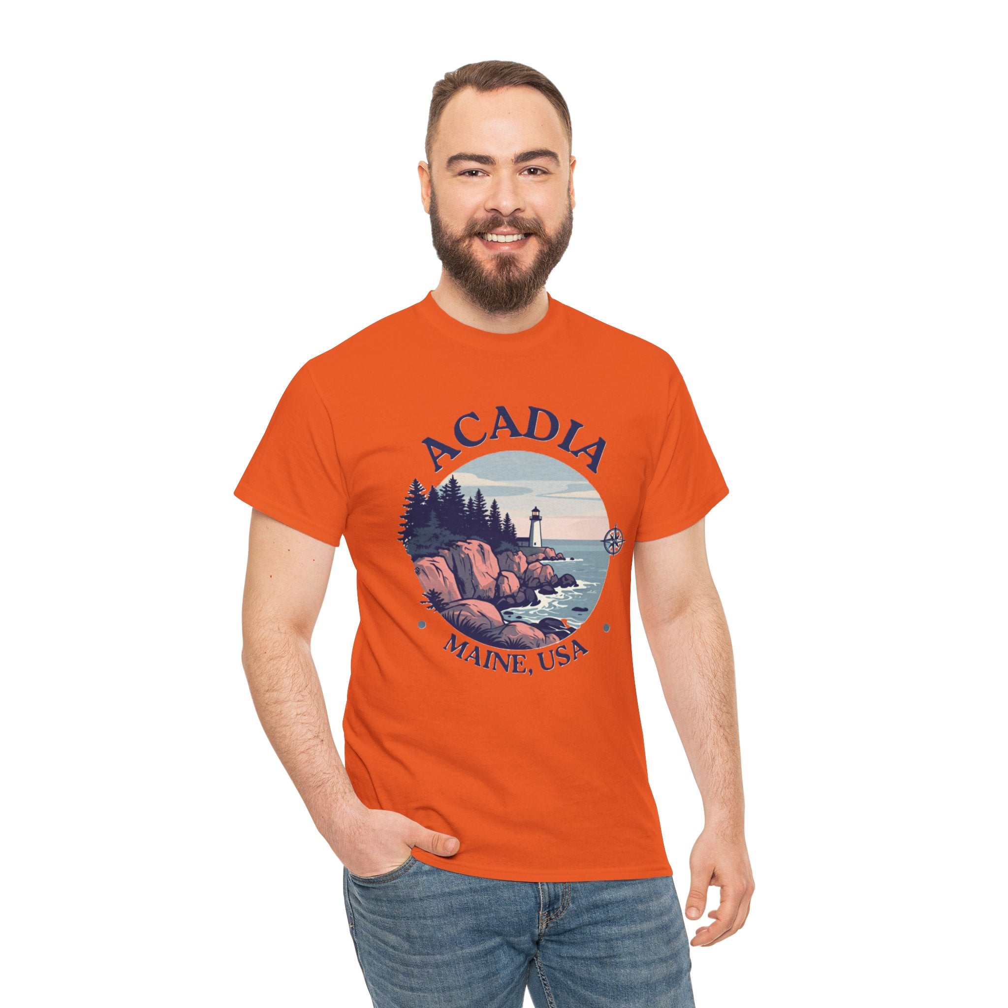 Acadia National Park T-Shirt | Maine Lighthouse Hiking Tee | Vintage Coastal Badge Graphic Shirt | Maine Travel Gift