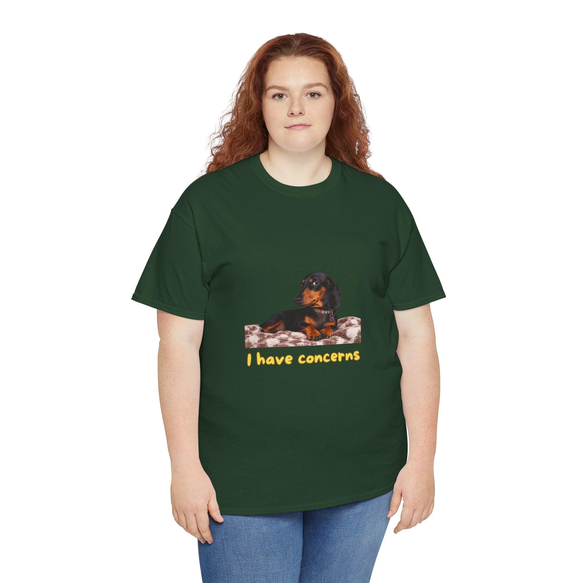 I Have Concerns T-Shirt – Funny Dachshund Side Eye Dog | Sausage Dog Wiener Dog Attitude Graphic Tee
