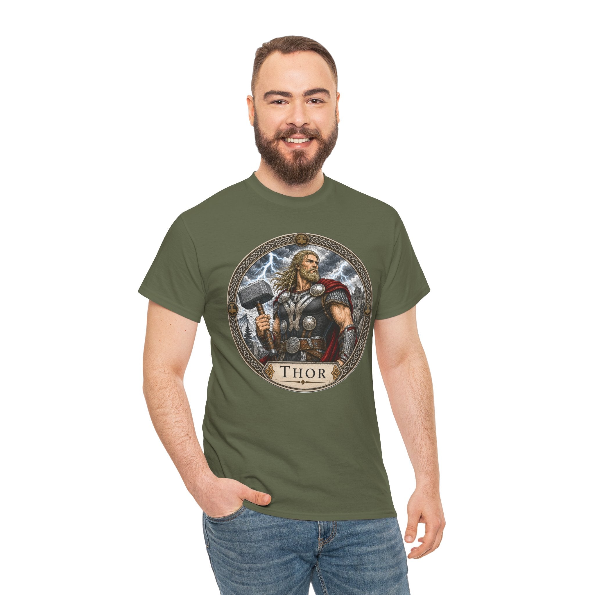 Thor Norse Mythology T-Shirt — Viking God of Thunder Mjolnir Lightning Hammer