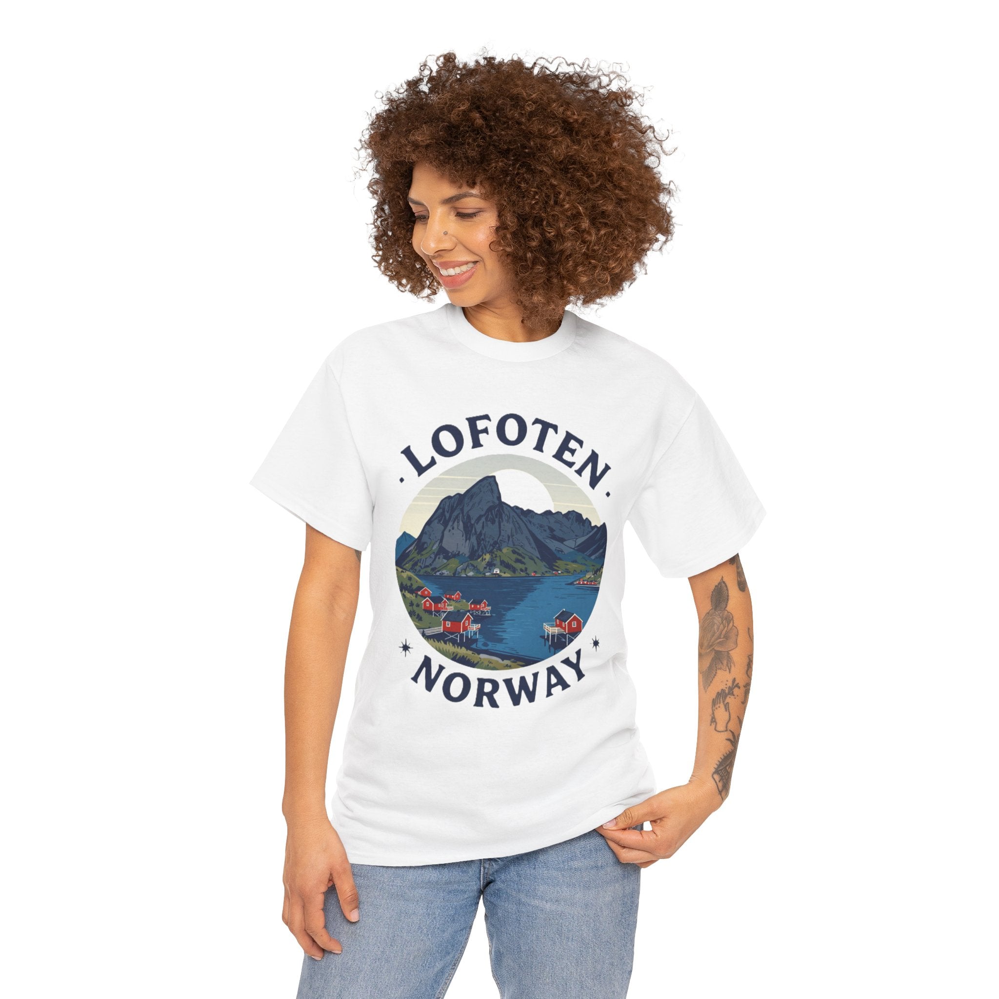 Lofoten Norway Graphic Tee — Scenic Mountain & Fjord Travel T-Shirt