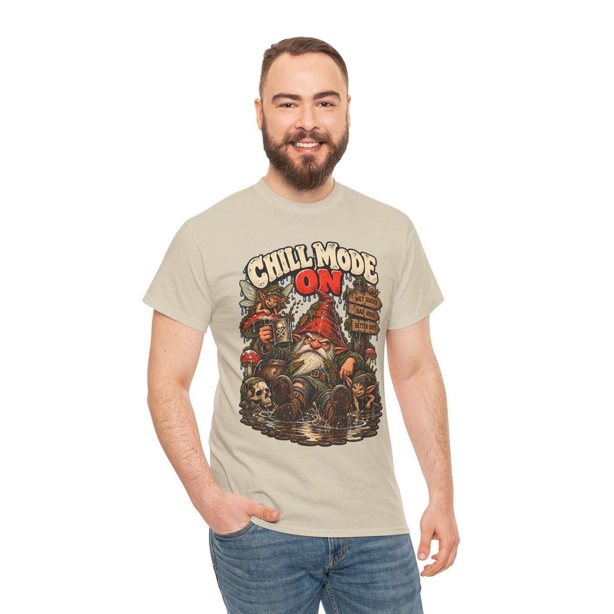 Chill Mode On: Grumpy Gnome Puddle T-Shirt
