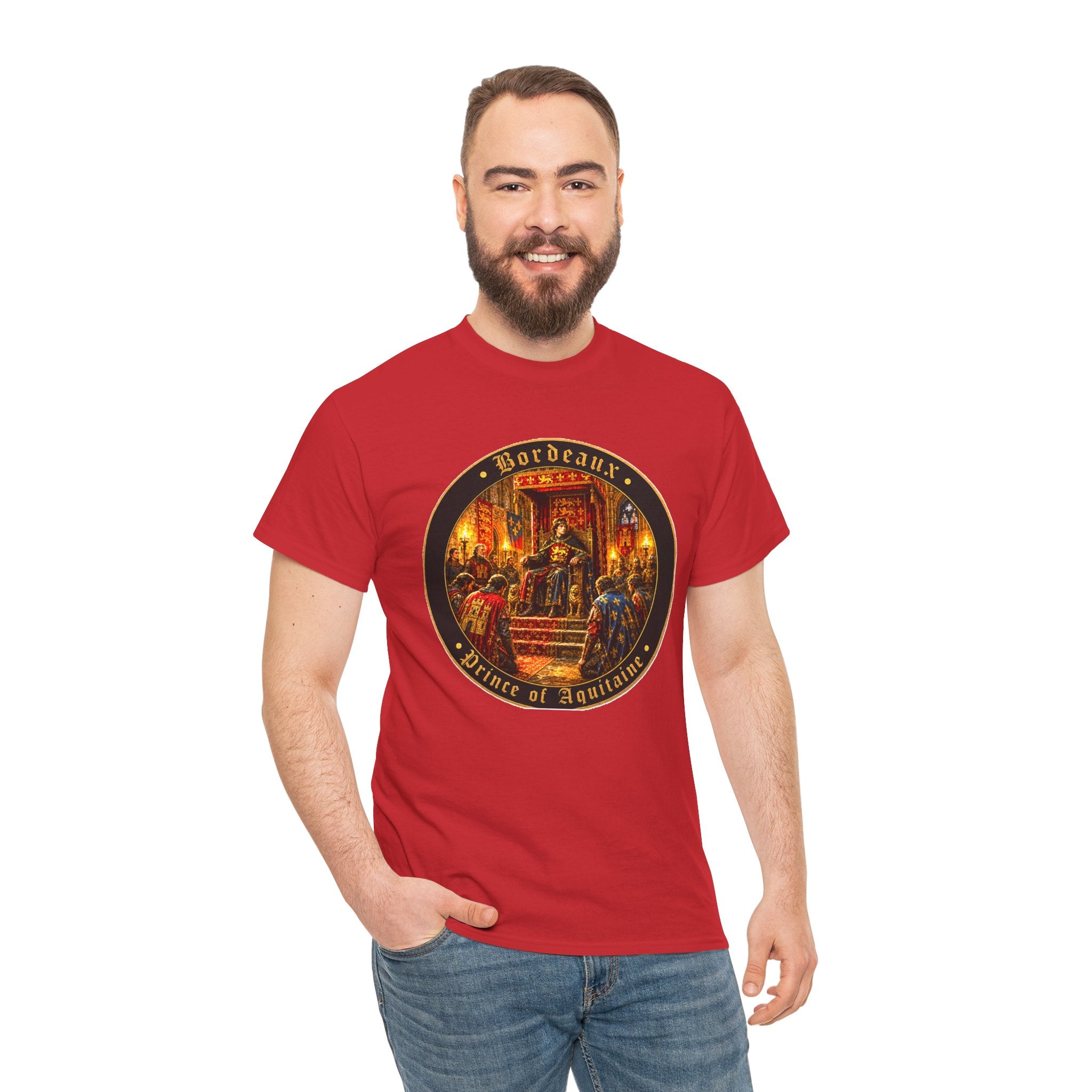 Bordeaux T-Shirt — "Prince of Aquitaine" Medieval Court Roundel Graphic Tee
